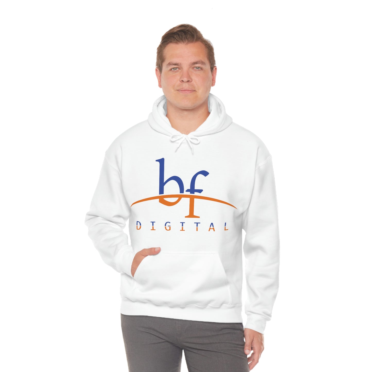 Unisex Blue Fire Digital Network Logo (Blue&Orange) Heavy Blend™ Hooded Sweatshirt