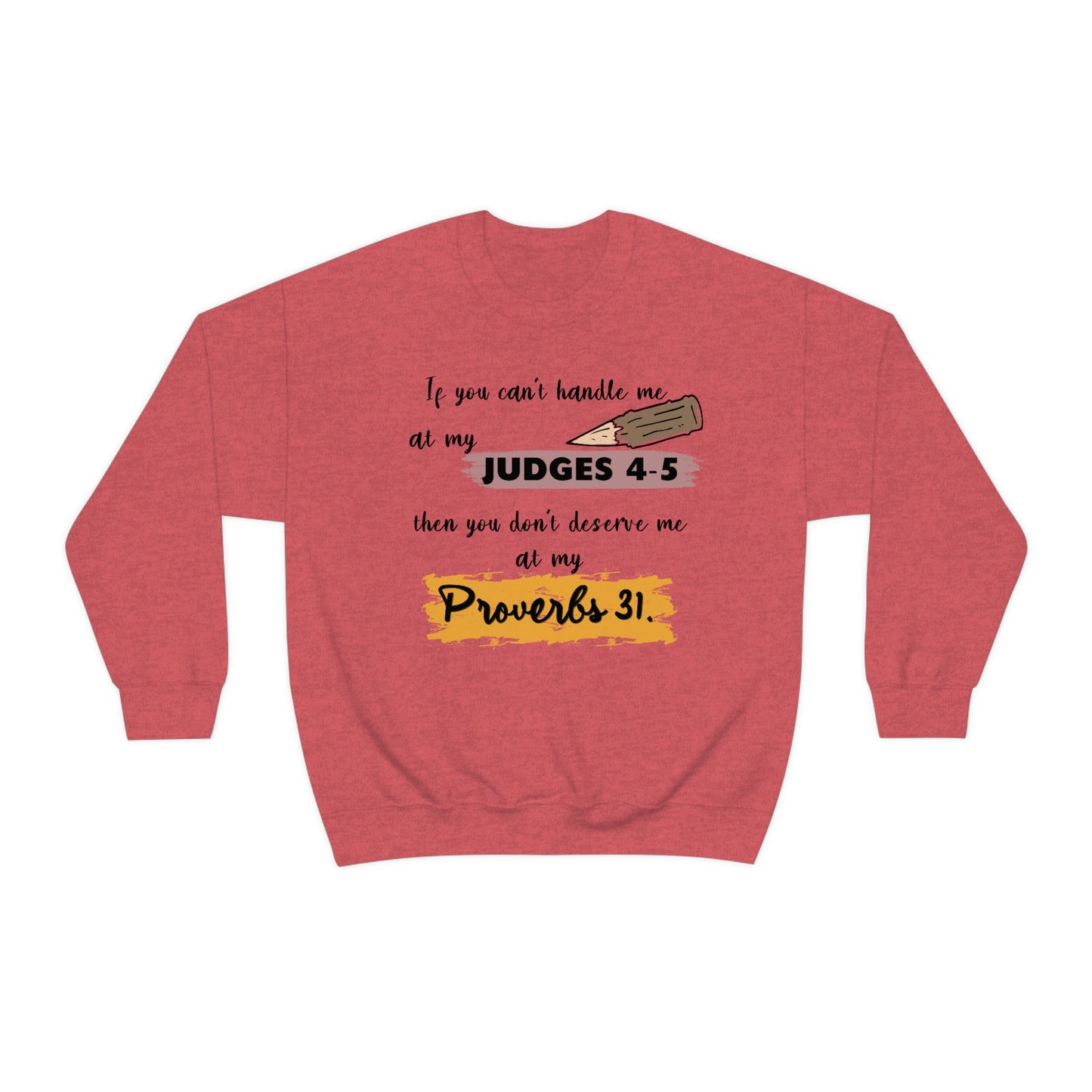 Women's Judges 4-5/Proverbs 31 (Black Text) Heavy Blend™ Crewneck Sweatshirt