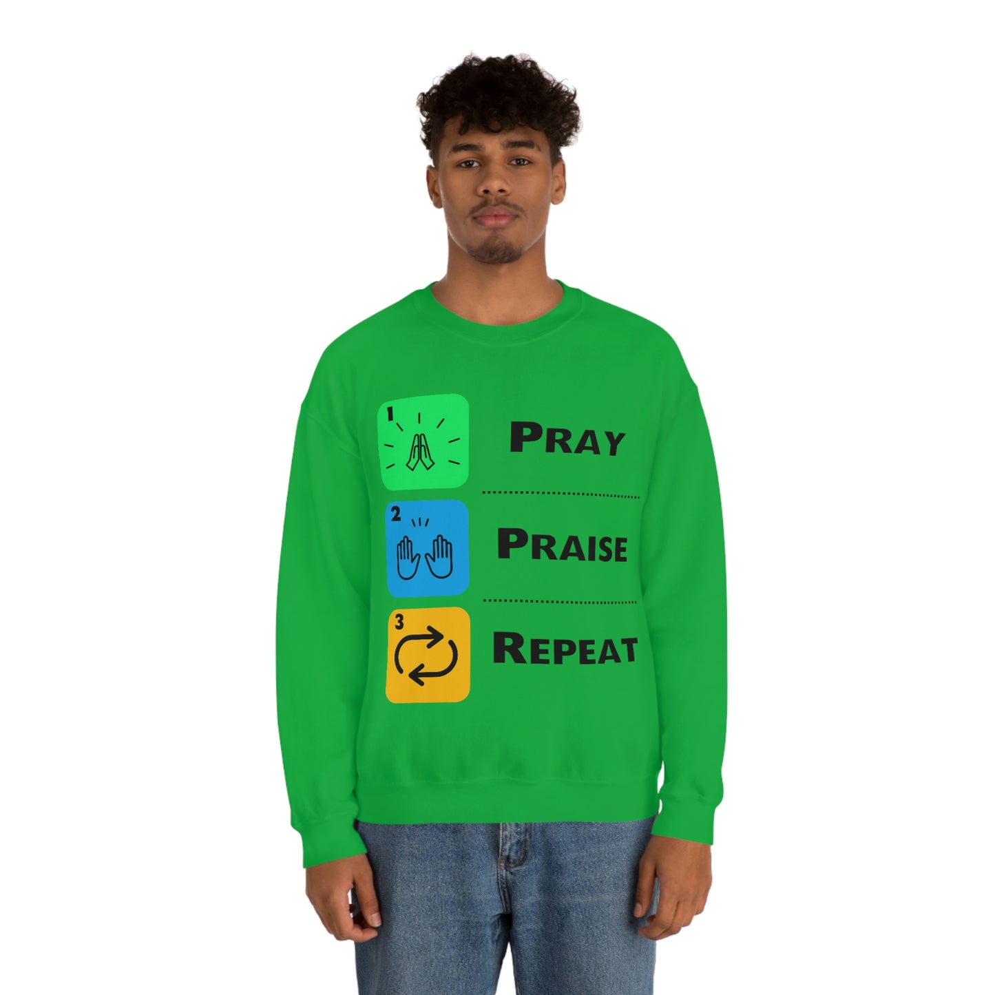 Unisex Pray, Praise, Repeat Heavy Blend™ Crewneck Sweatshirt (Palette 2)