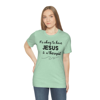 Women's Jesus & A Therapist (Black Text) Short Sleeve T-Shirt