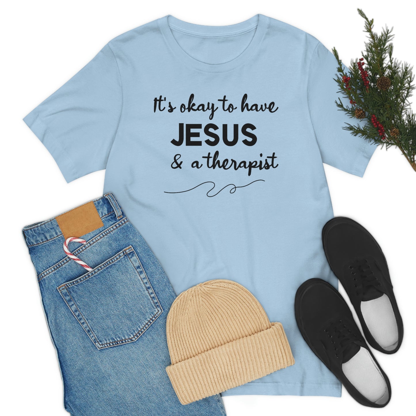 Women's Jesus & A Therapist (Black Text) Short Sleeve T-Shirt