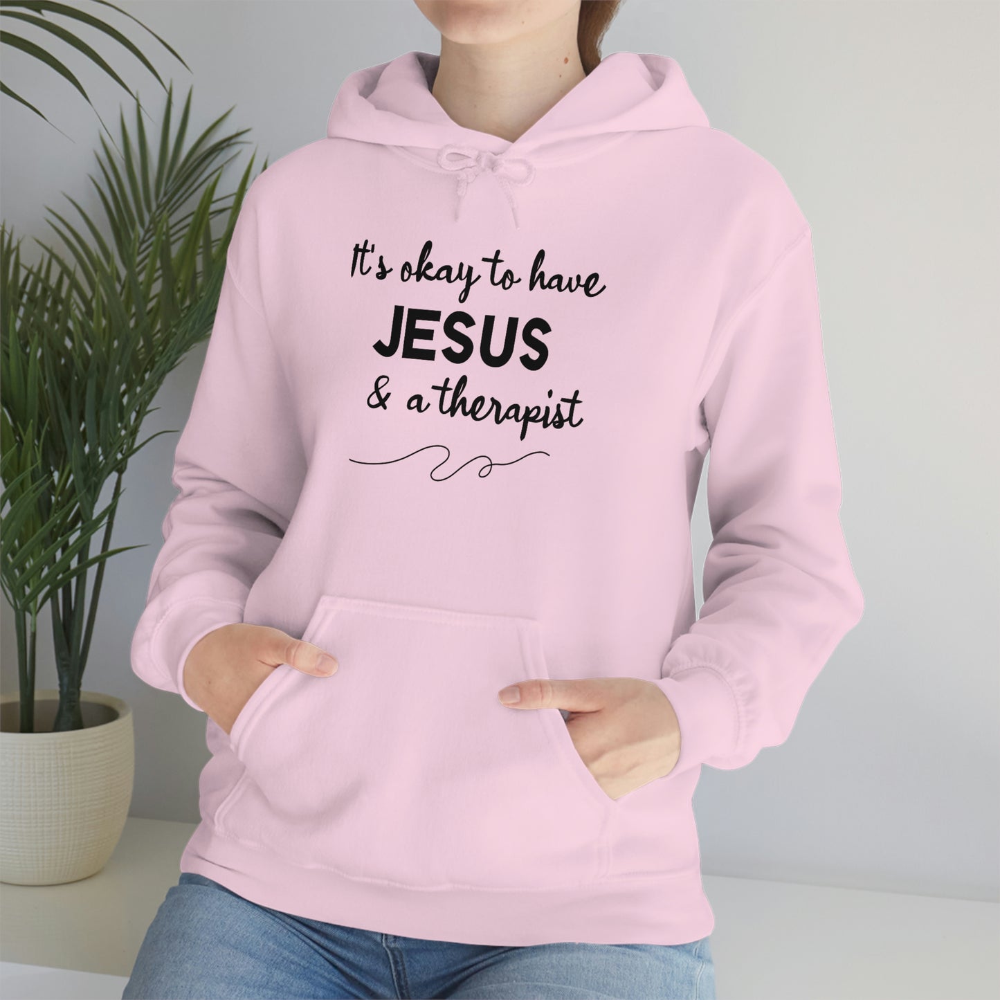 Women's Jesus & A Therapist (Black Text) Heavy Blend™ Hooded Sweatshirt