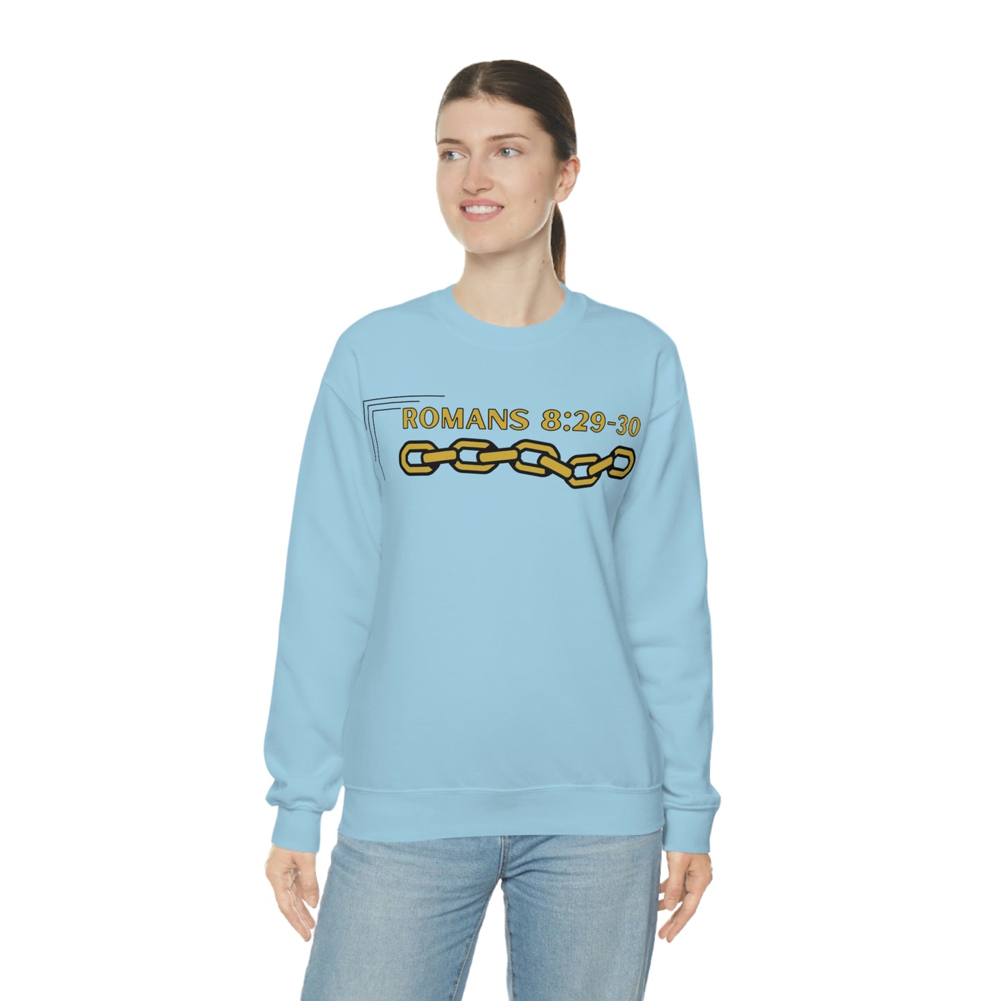 Unisex Golden Chain of Redemption (Romans 8:28-29) [Gold] Heavy Blend™ Crewneck Sweatshirt