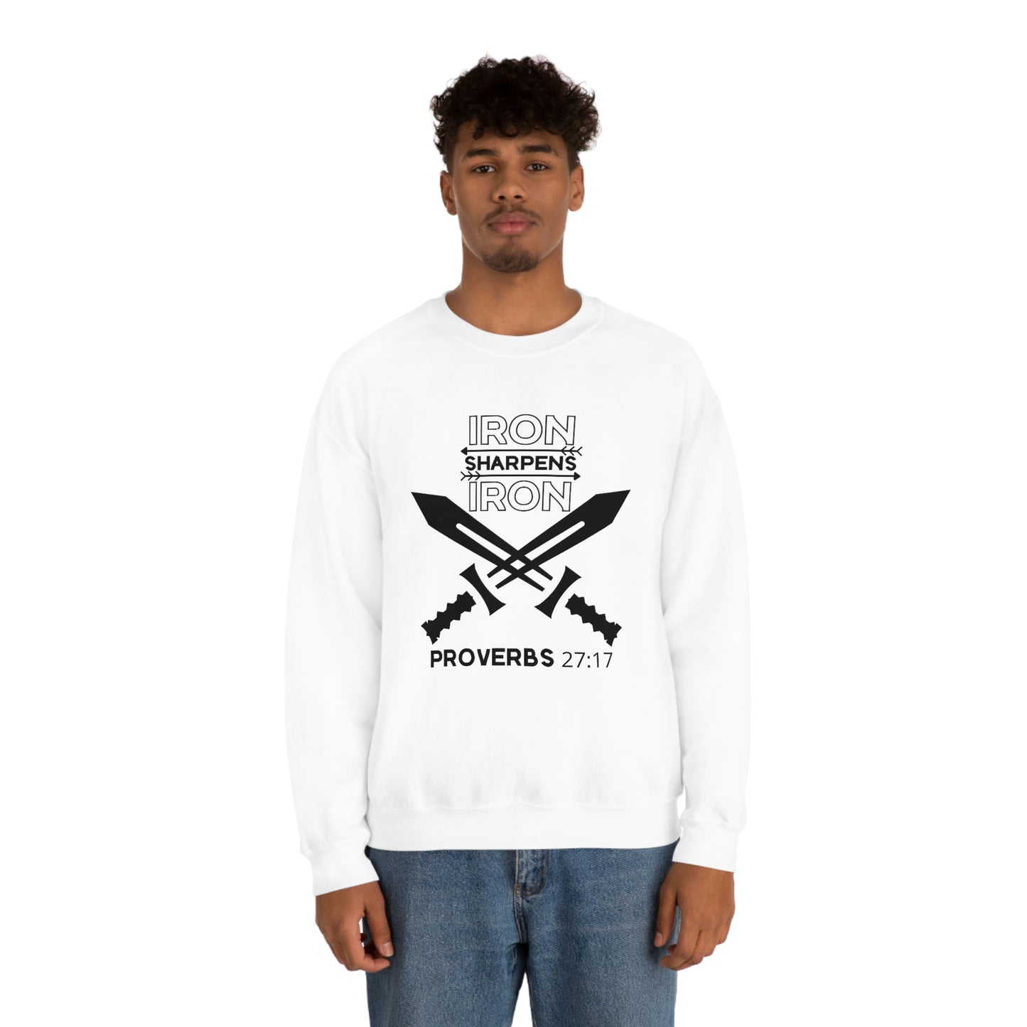 Men's Iron Sharpens Iron (Black Art) Heavy Blend™ Crewneck Sweatshirt