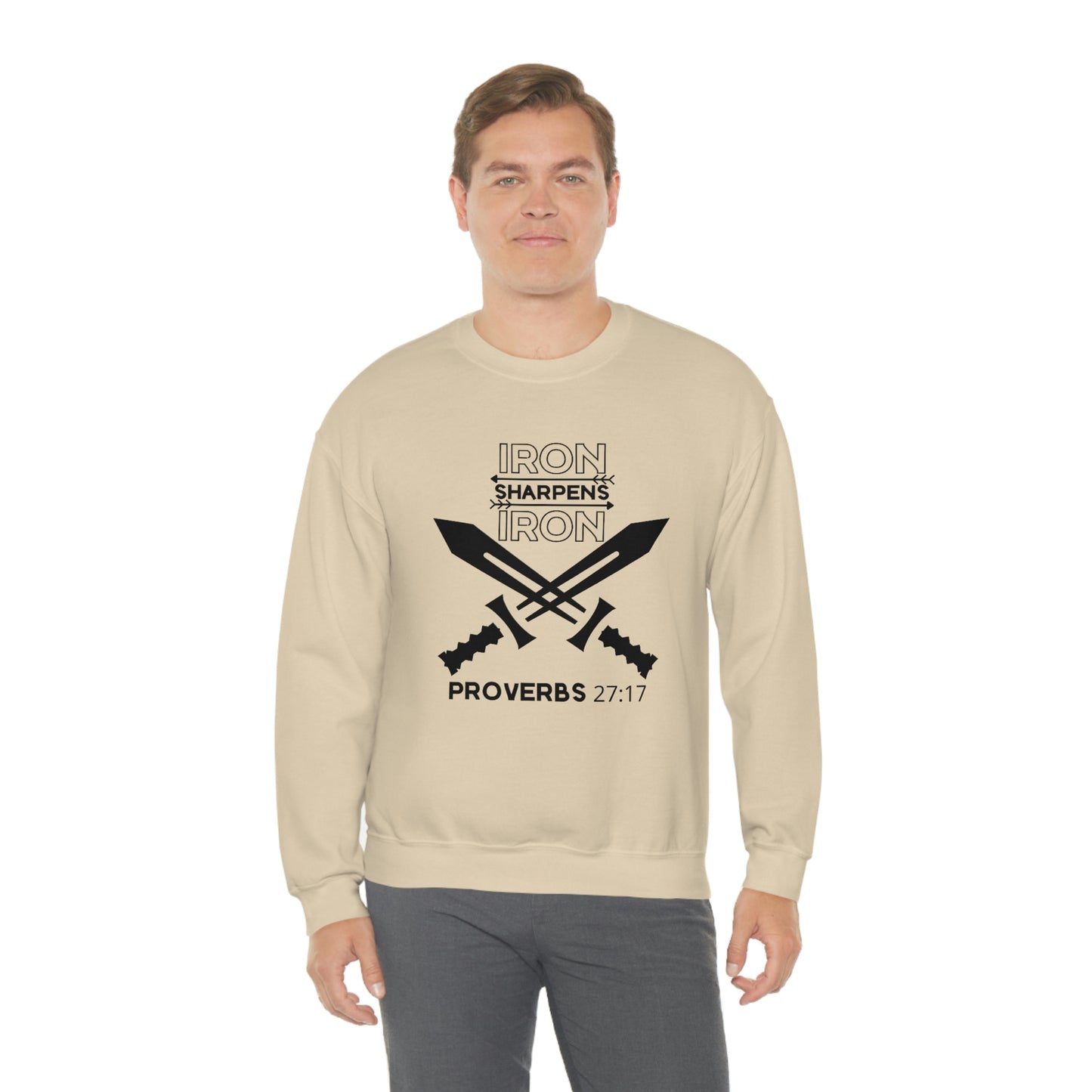 Men's Iron Sharpens Iron (Black Art) Heavy Blend™ Crewneck Sweatshirt