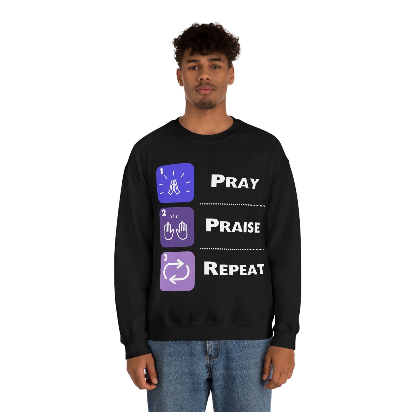 Unisex Pray, Praise, Repeat Heavy Blend™ Crewneck Sweatshirt (Palette 3)