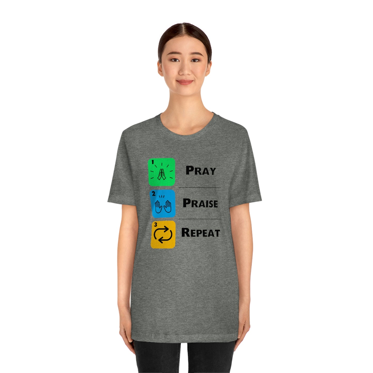 Unisex Pray, Praise, Repeat Short Sleeve T-Shirt (Palette 2)