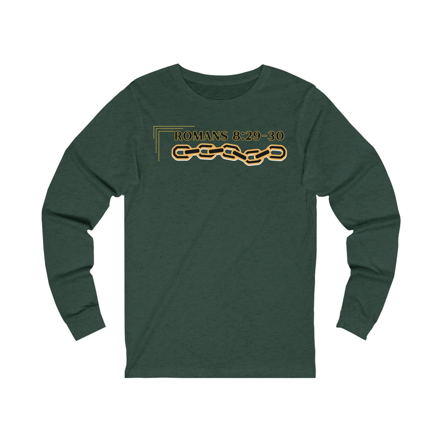 Unisex Golden Chain of Redemption (Romans 8:28-29) [Black] Long Sleeve T-Shirt