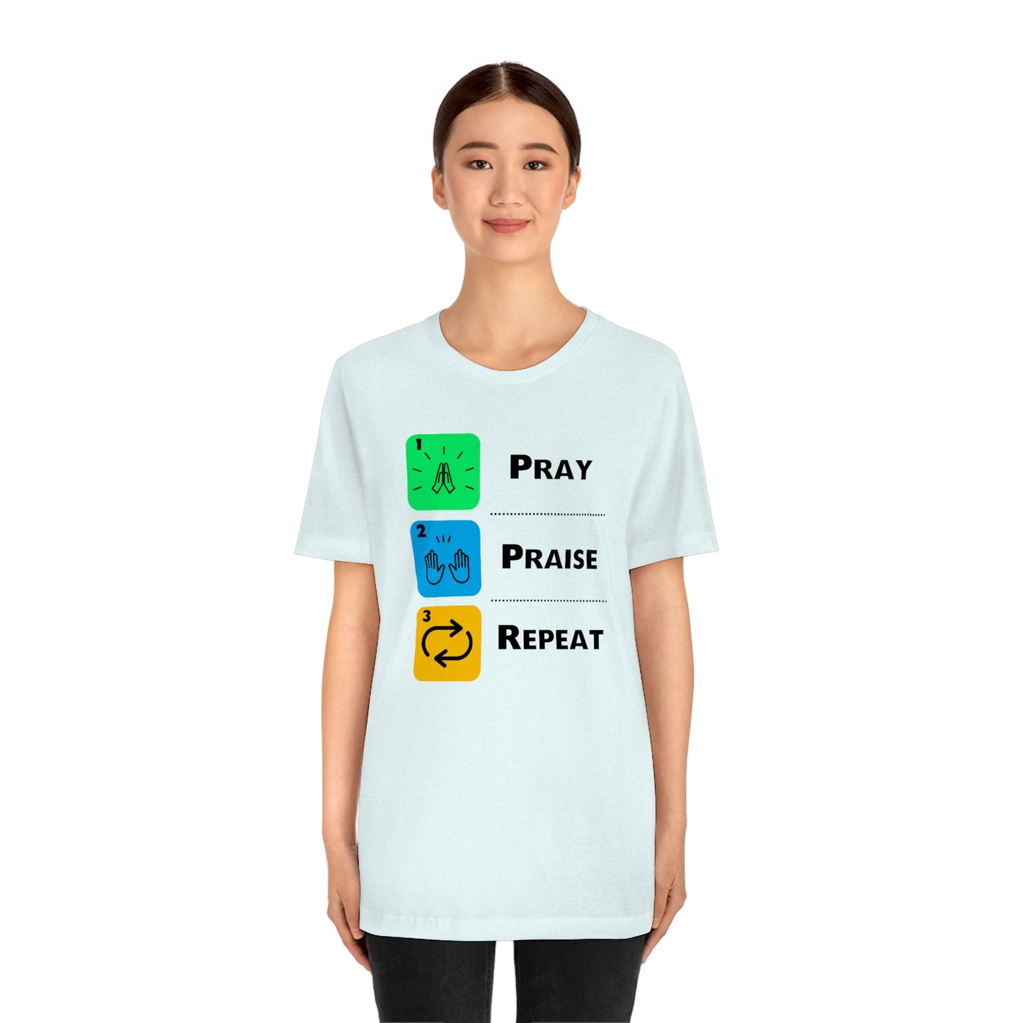 Unisex Pray, Praise, Repeat Short Sleeve T-Shirt (Palette 2)