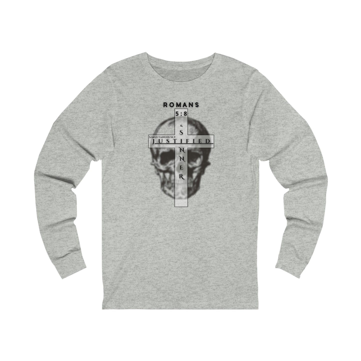 Men's Justified & Sinner (Romans 5:8) [Black Art] Long Sleeve T-Shirt