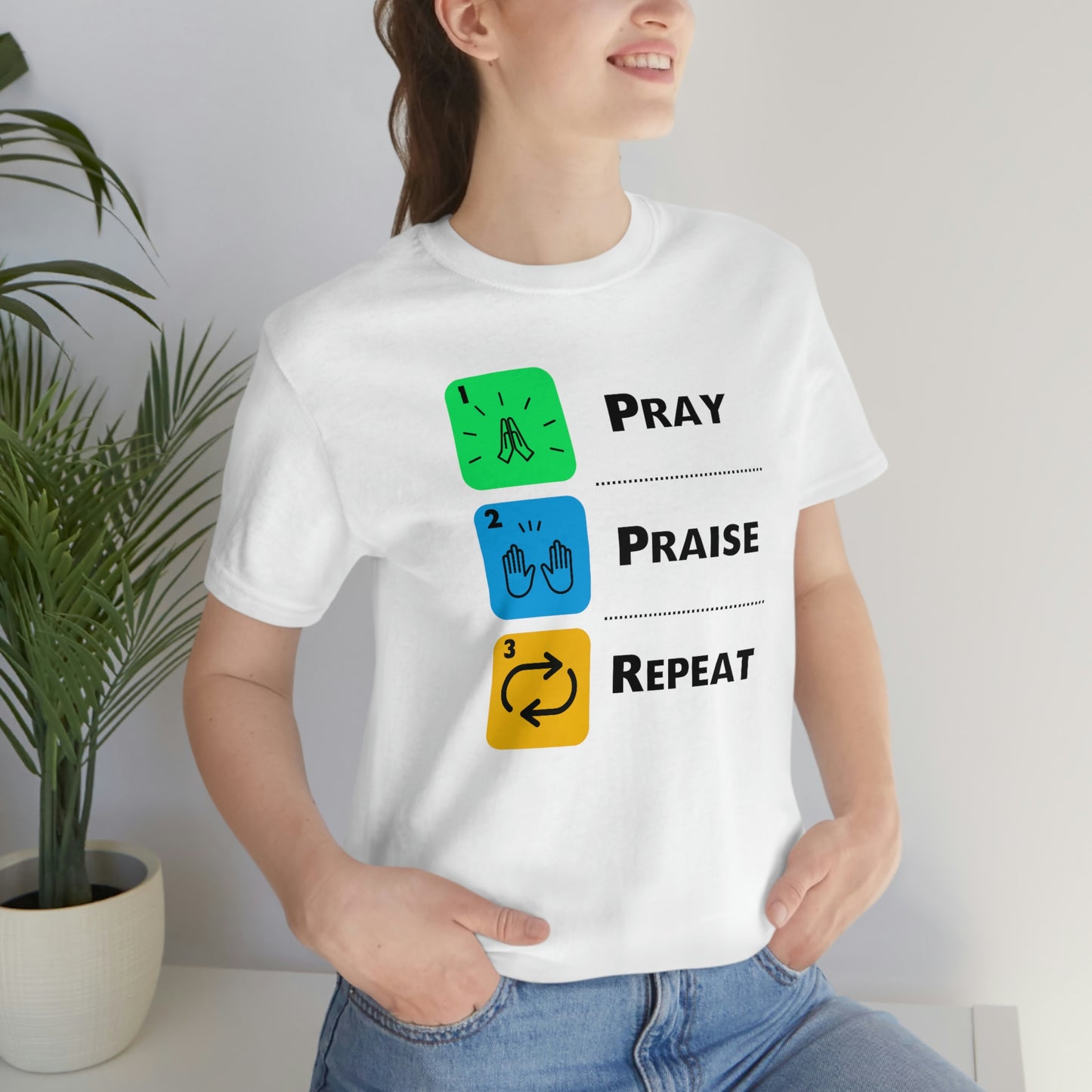 Unisex Pray, Praise, Repeat Short Sleeve T-Shirt (Palette 2)