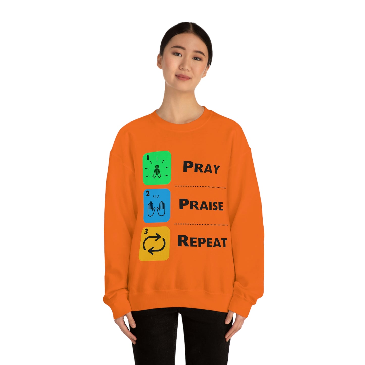 Unisex Pray, Praise, Repeat Heavy Blend™ Crewneck Sweatshirt (Palette 2)