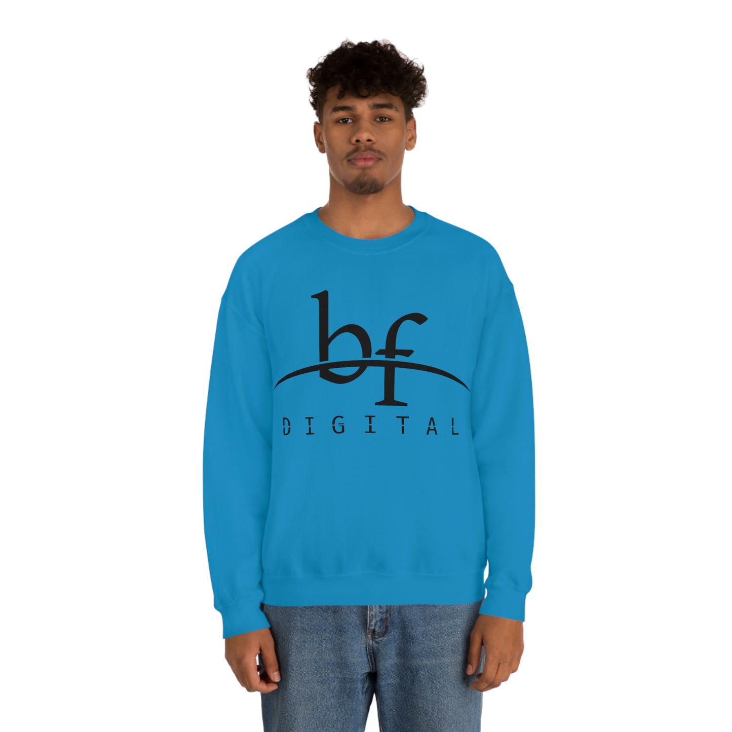 Unisex Blue Fire Digital Network Logo (Black) Heavy Blend™ Crewneck Sweatshirt