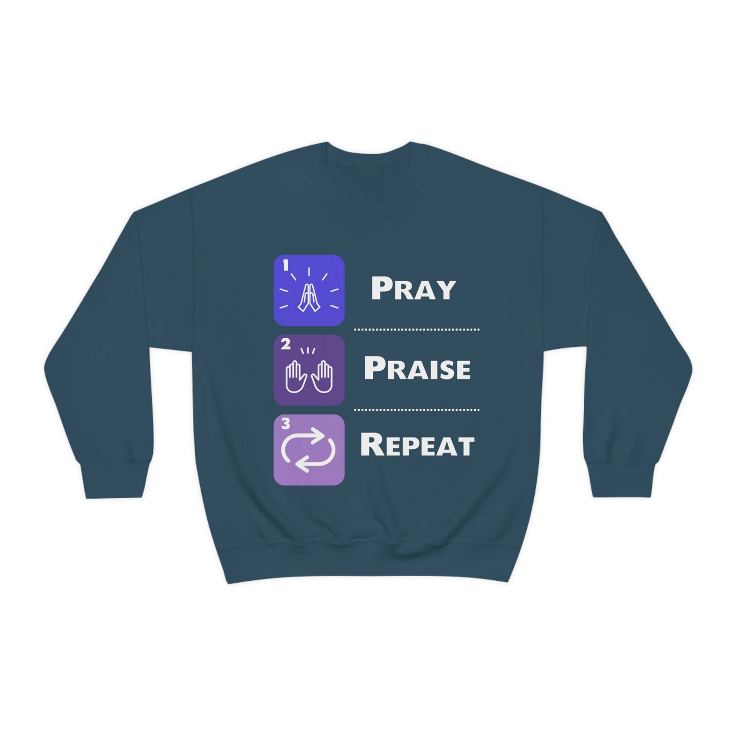 Unisex Pray, Praise, Repeat Heavy Blend™ Crewneck Sweatshirt (Palette 3)