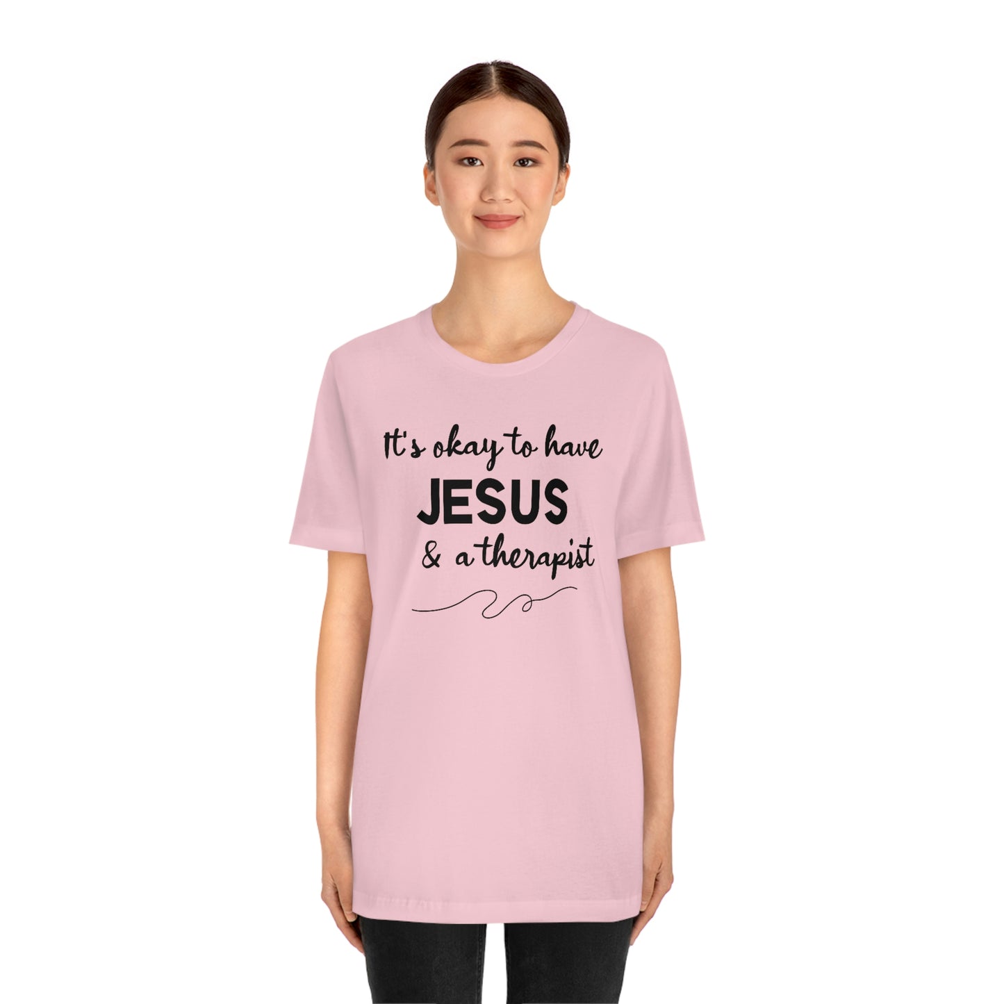 Women's Jesus & A Therapist (Black Text) Short Sleeve T-Shirt