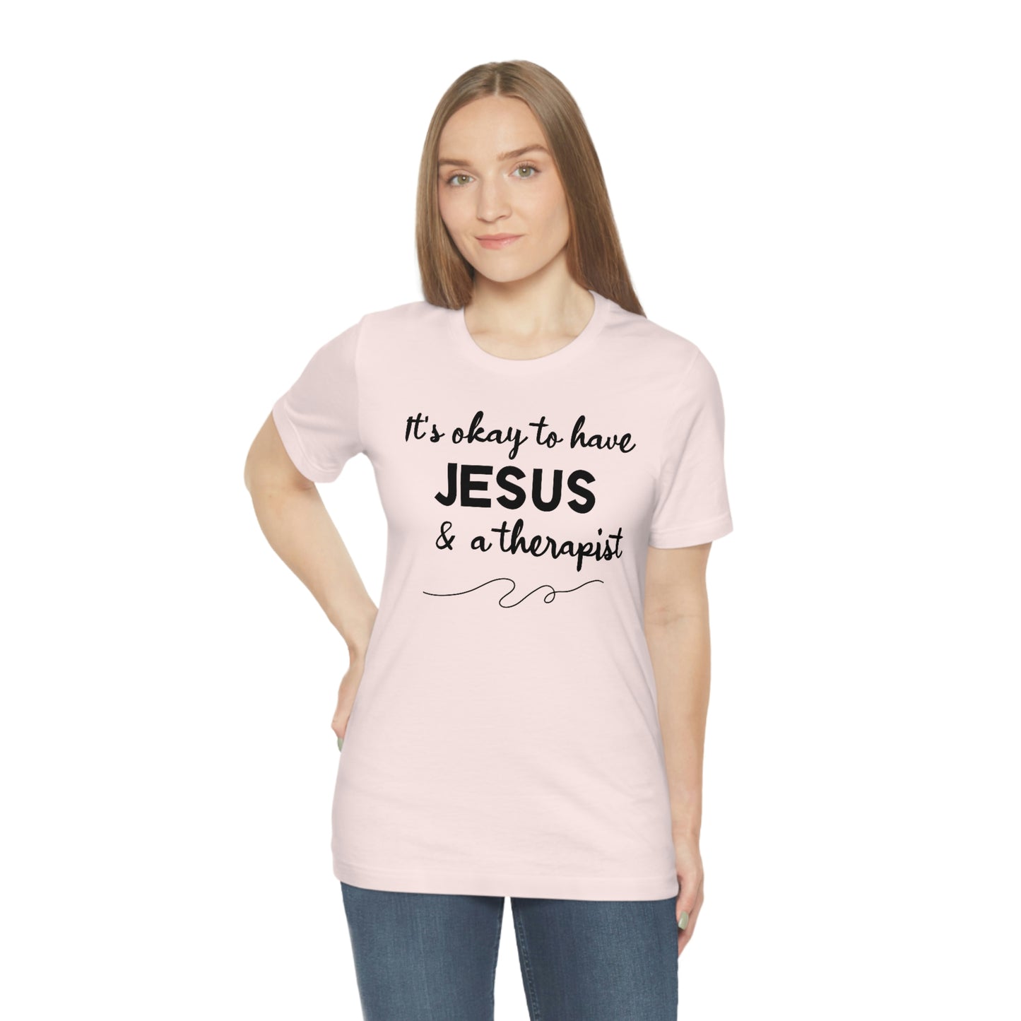 Women's Jesus & A Therapist (Black Text) Short Sleeve T-Shirt