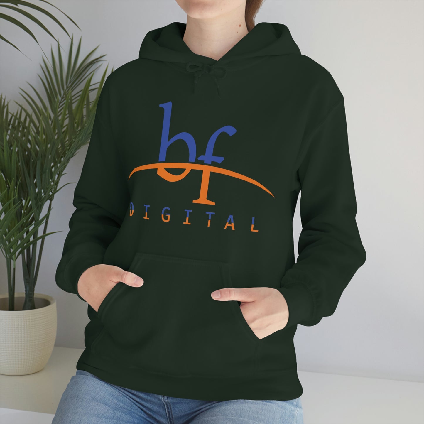 Unisex Blue Fire Digital Network Logo (Blue&Orange) Heavy Blend™ Hooded Sweatshirt