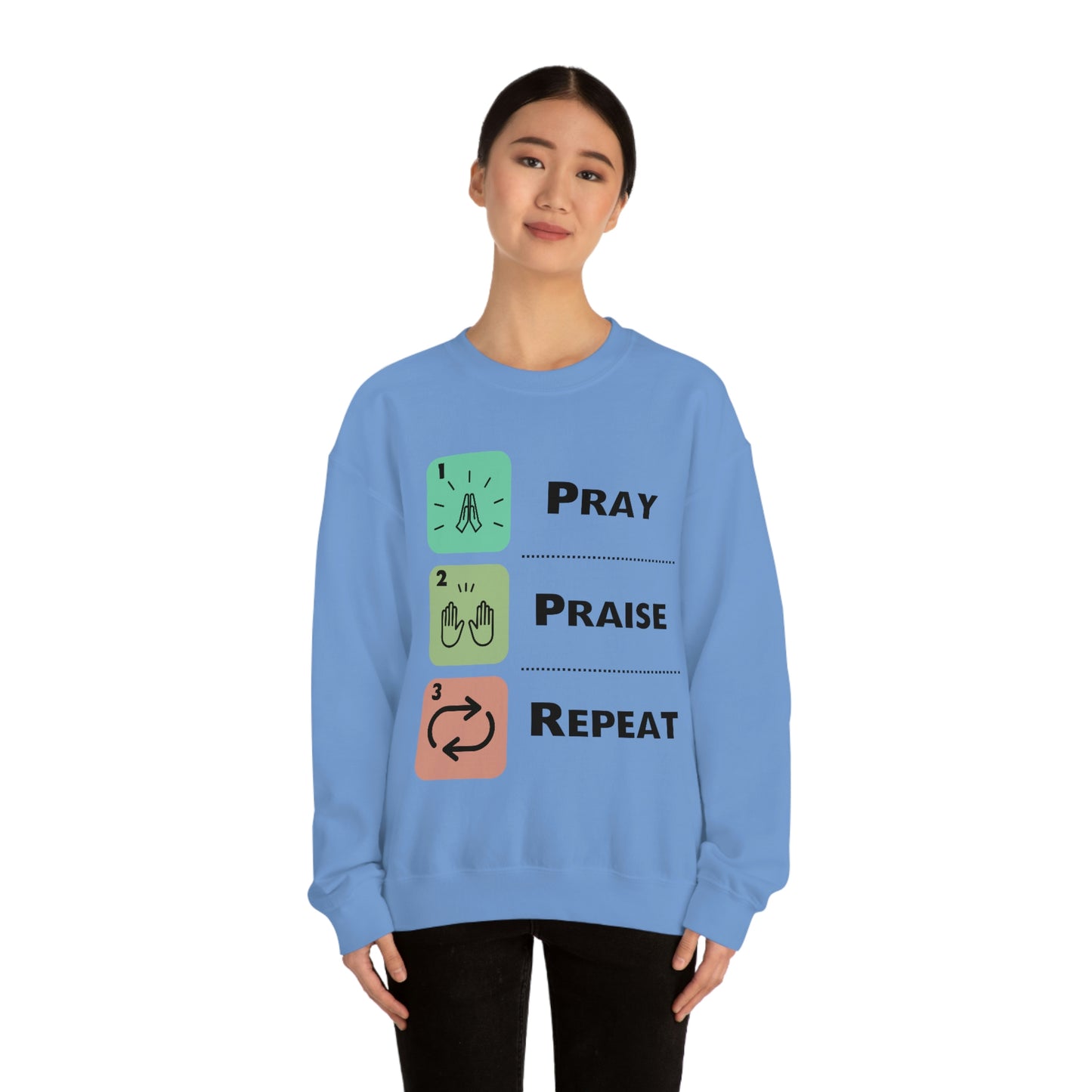 Unisex Pray, Praise, Repeat Heavy Blend™ Crewneck Sweatshirt (Palette 1)