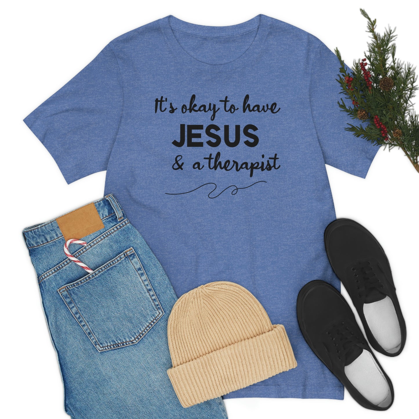 Women's Jesus & A Therapist (Black Text) Short Sleeve T-Shirt