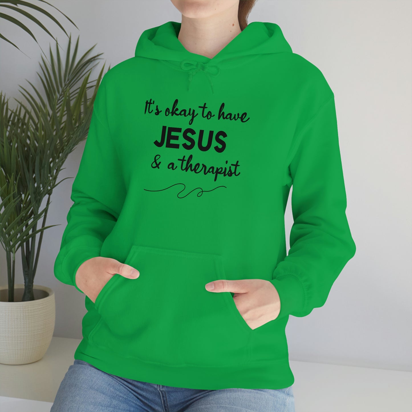 Women's Jesus & A Therapist (Black Text) Heavy Blend™ Hooded Sweatshirt