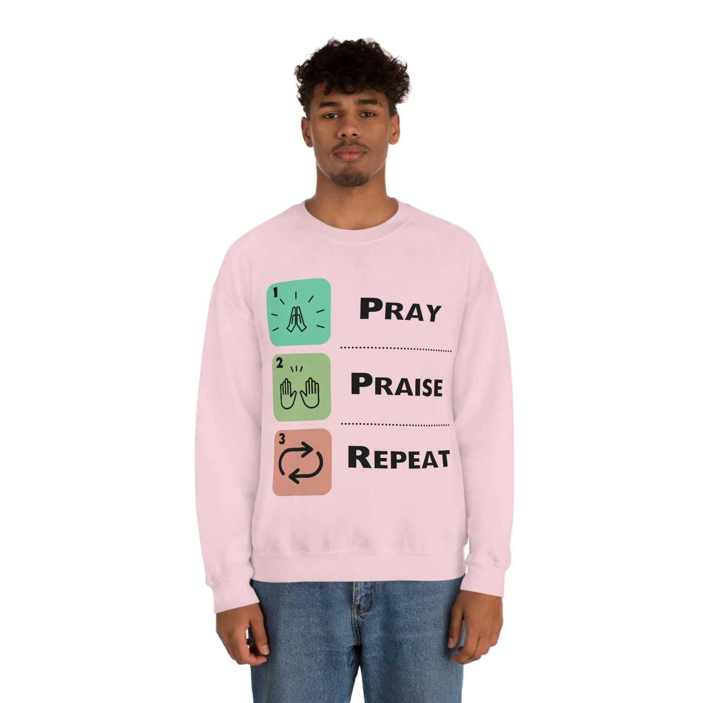 Unisex Pray, Praise, Repeat Heavy Blend™ Crewneck Sweatshirt (Palette 1)