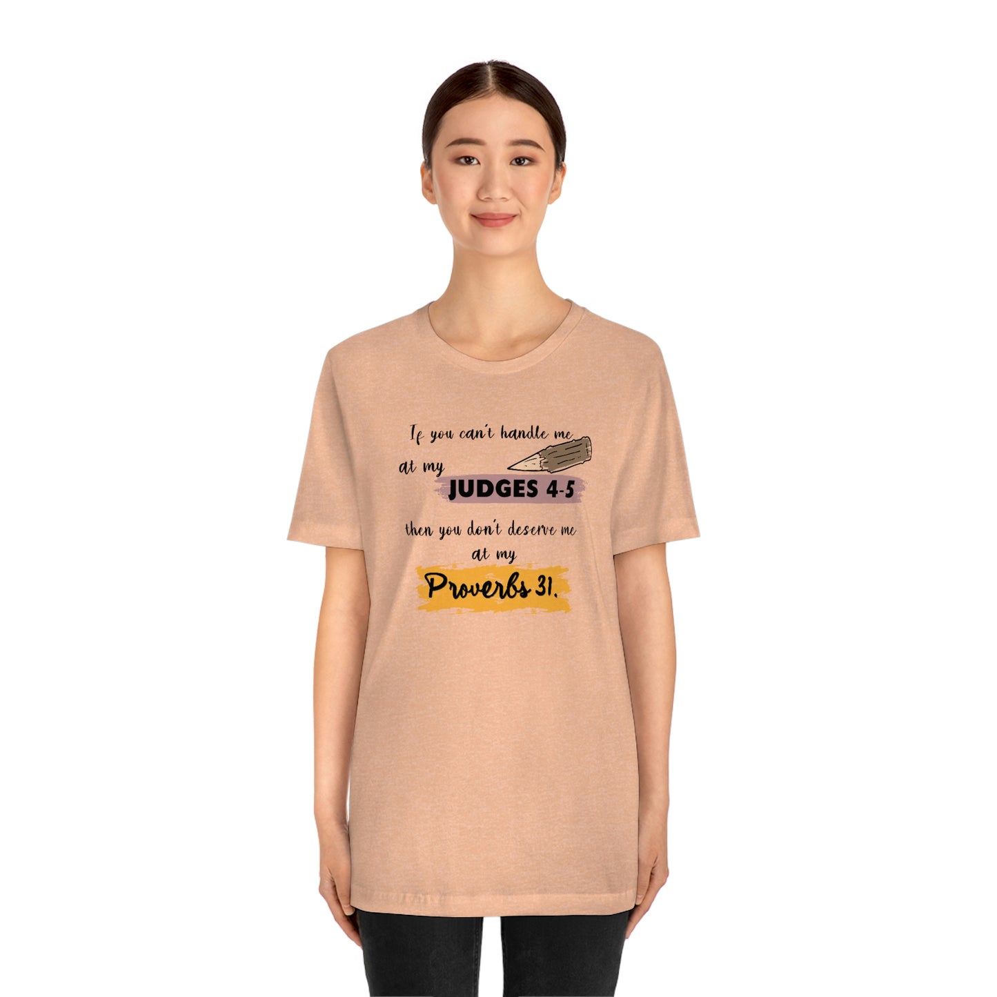 Women's Judges 4-5/Proverbs 31 (Black Text) Short Sleeve T-Shirt