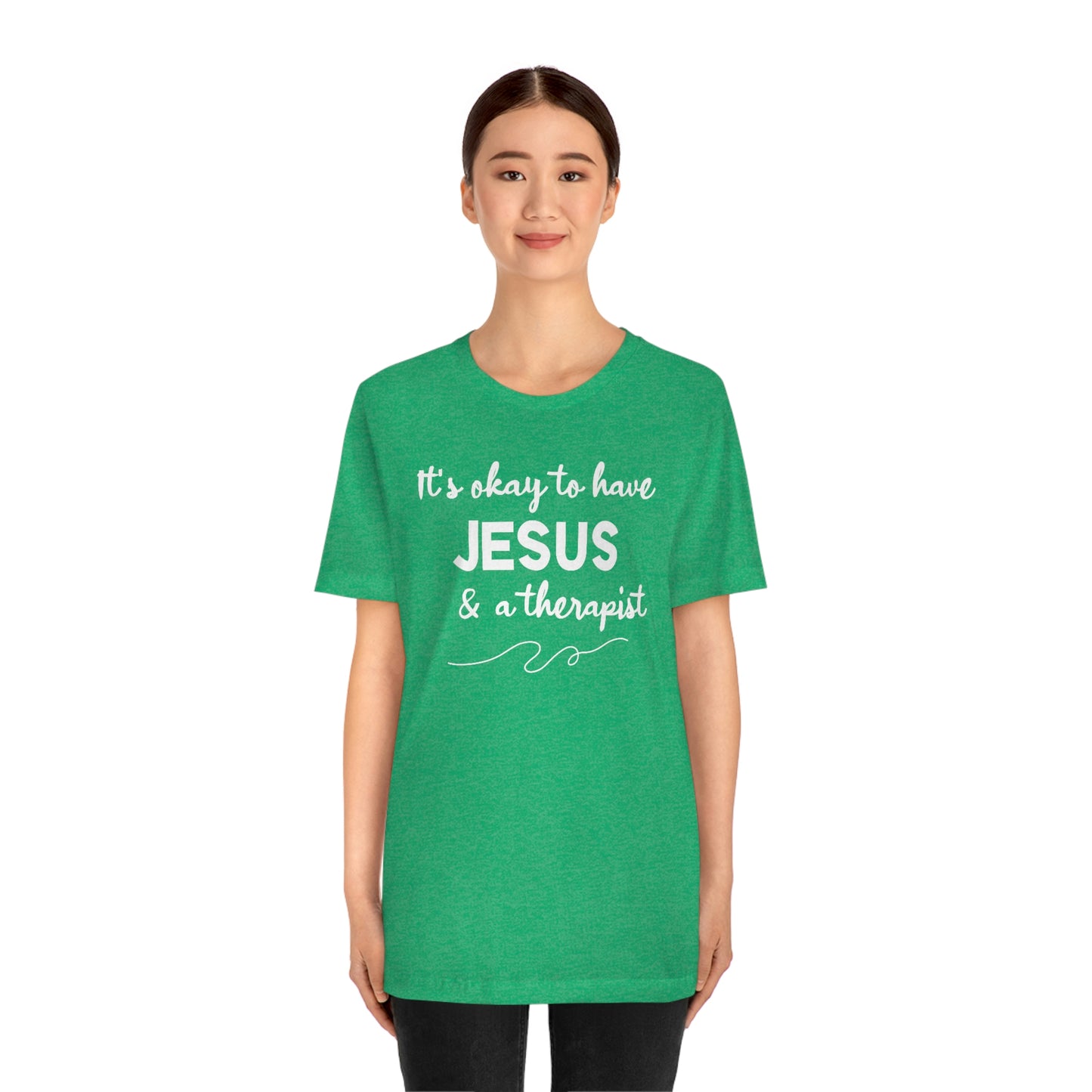 Women's Jesus & A Therapist (White Text) Short Sleeve T-Shirt