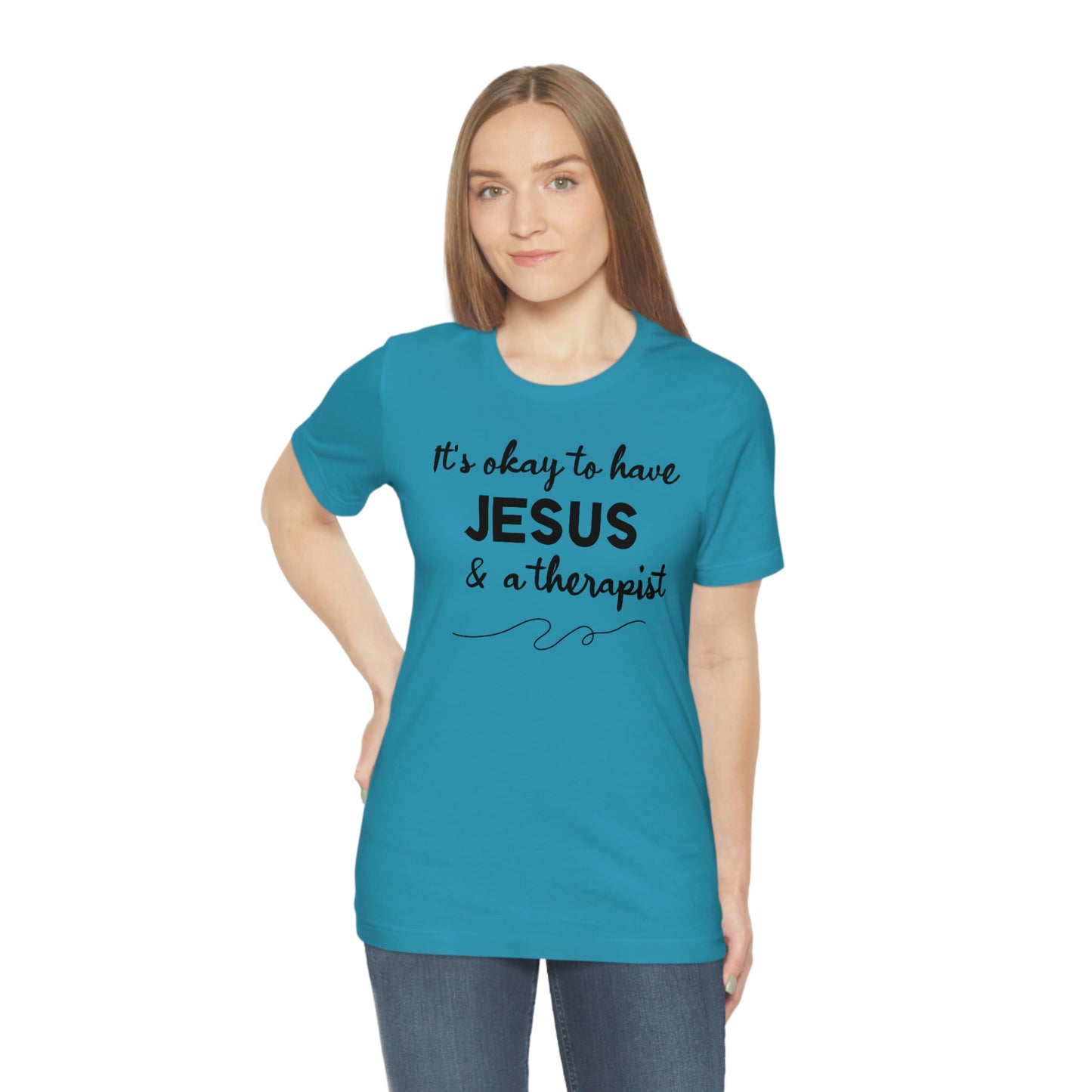 Women's Jesus & A Therapist (Black Text) Short Sleeve T-Shirt