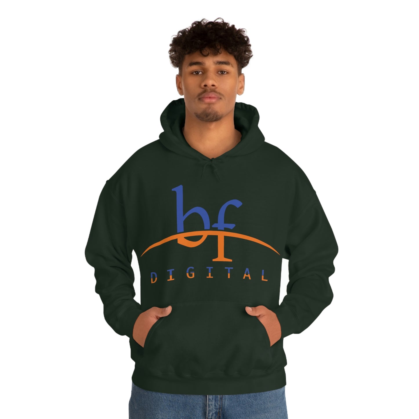 Unisex Blue Fire Digital Network Logo (Blue&Orange) Heavy Blend™ Hooded Sweatshirt