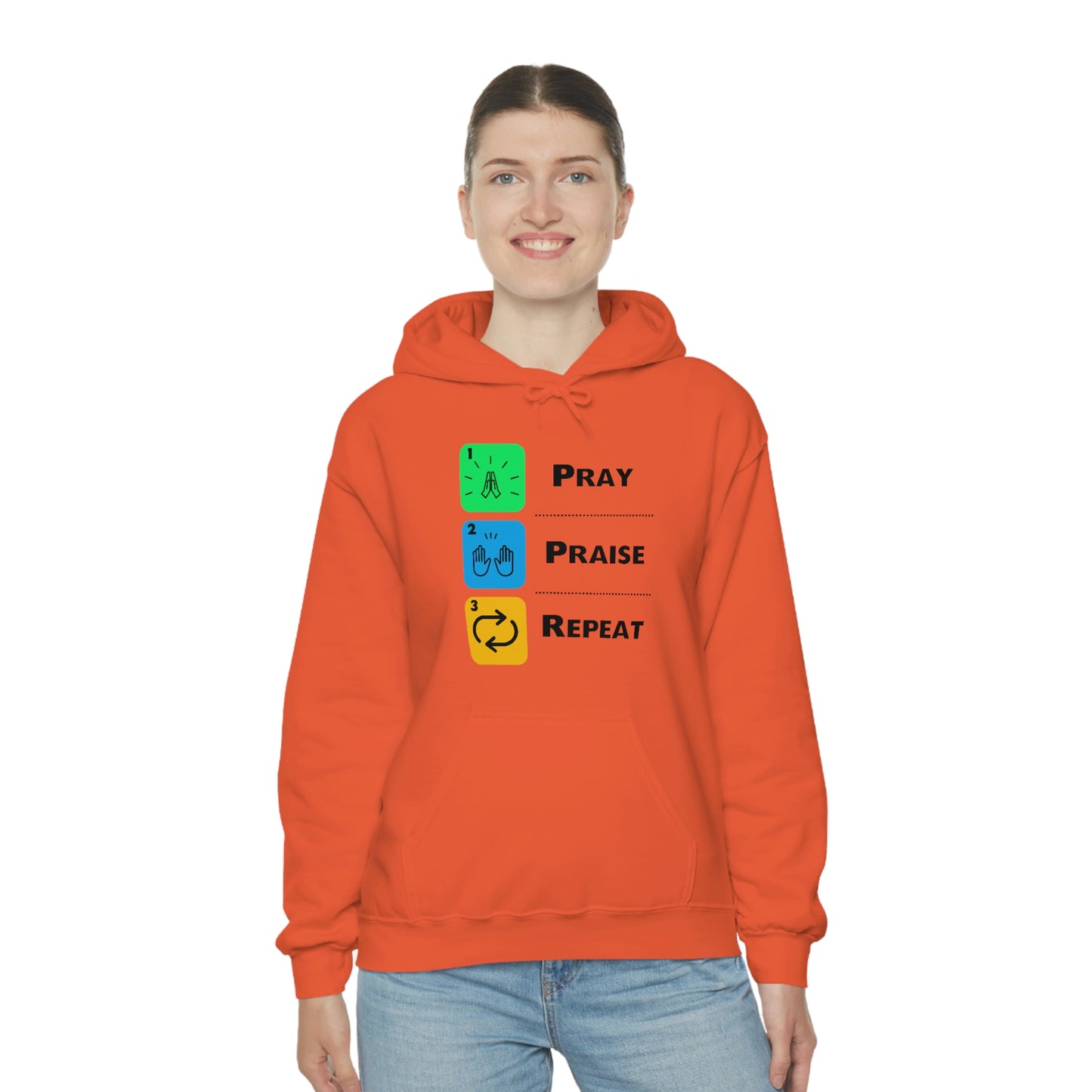 Unisex Pray, Praise, Repeat Heavy Blend™ Hooded Sweatshirt (Palette 2)