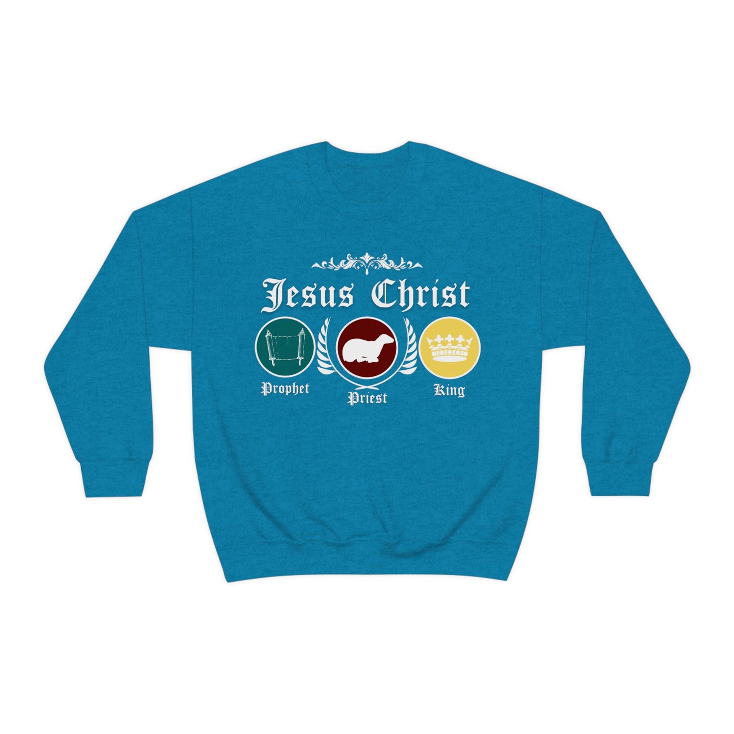 Unisex Prophet, Priest, King (White) Heavy Blend™ Crewneck Sweatshirt