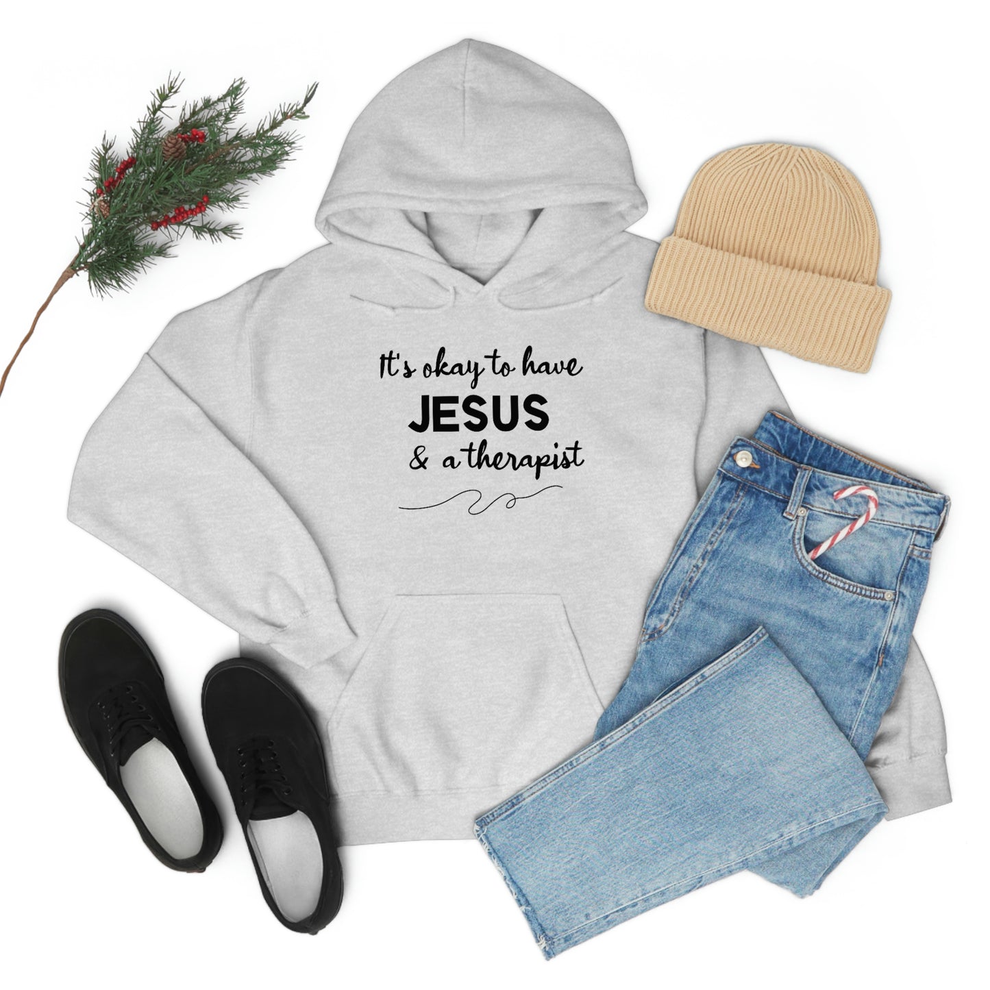 Women's Jesus & A Therapist (Black Text) Heavy Blend™ Hooded Sweatshirt