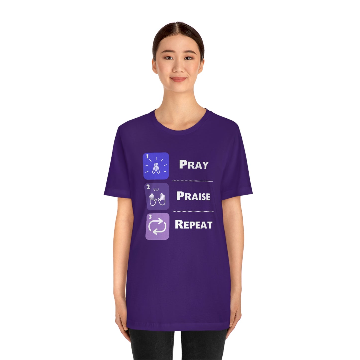 Unisex Pray, Praise, Repeat Short Sleeve T-Shirt (Palette 3)