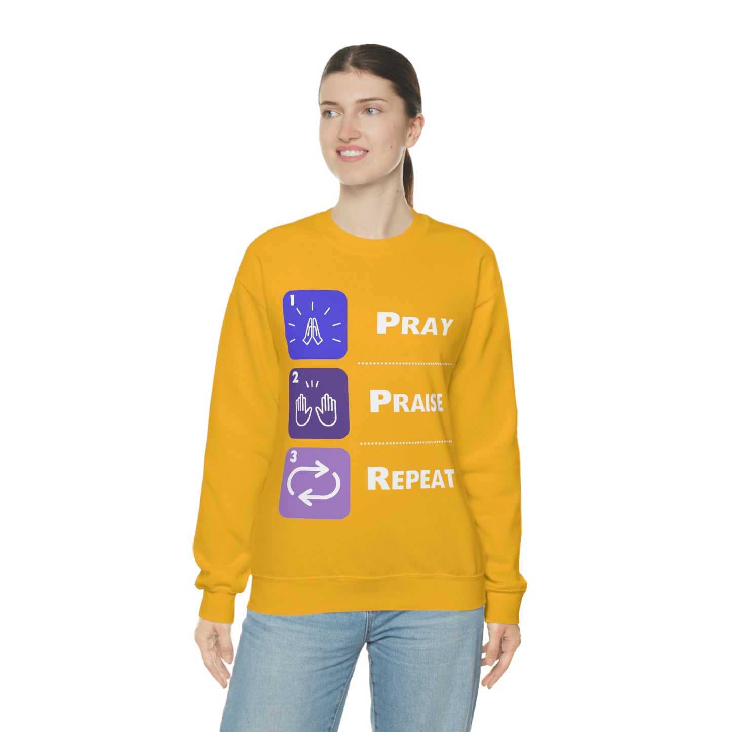 Unisex Pray, Praise, Repeat Heavy Blend™ Crewneck Sweatshirt (Palette 3)