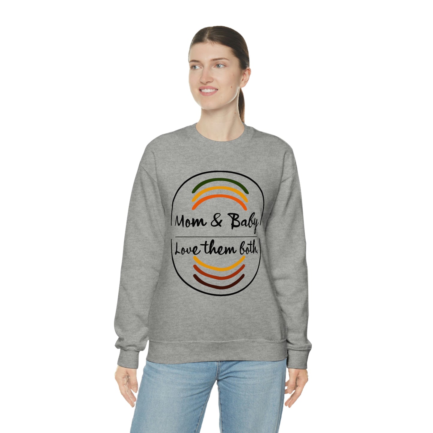 Women's Love Them Both (Black Text) Heavy Blend™ Crewneck Sweatshirt