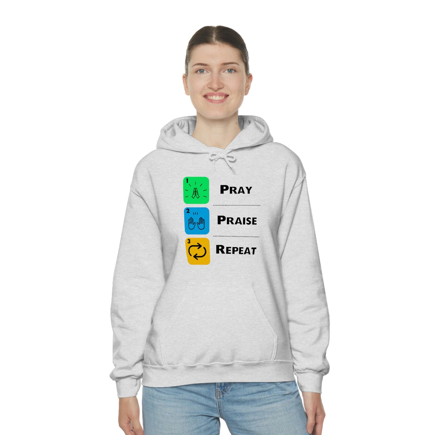 Unisex Pray, Praise, Repeat Heavy Blend™ Hooded Sweatshirt (Palette 2)