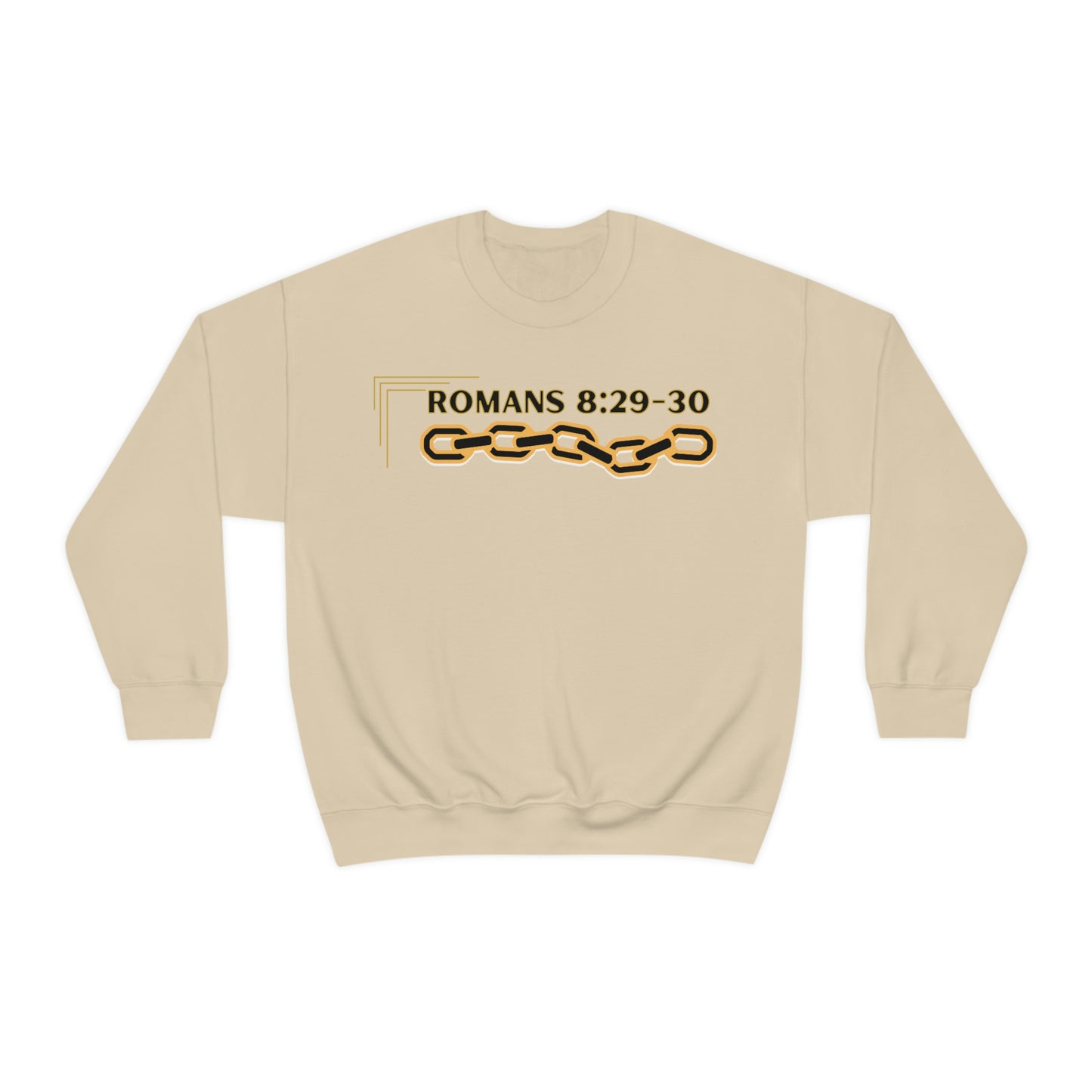 Unisex Golden Chain of Redemption (Romans 8:28-29) [Black] Heavy Blend™ Crewneck Sweatshirt