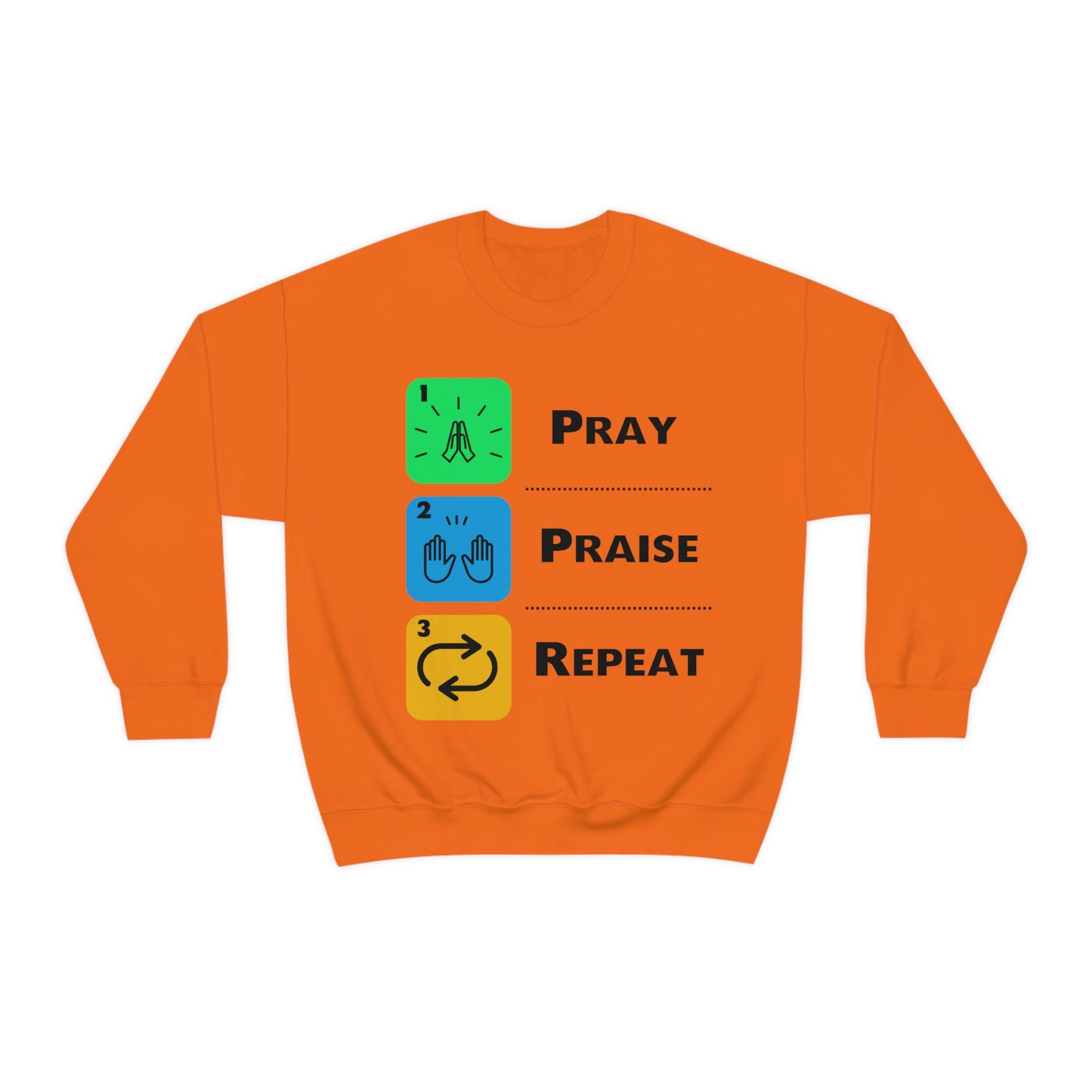 Unisex Pray, Praise, Repeat Heavy Blend™ Crewneck Sweatshirt (Palette 2)