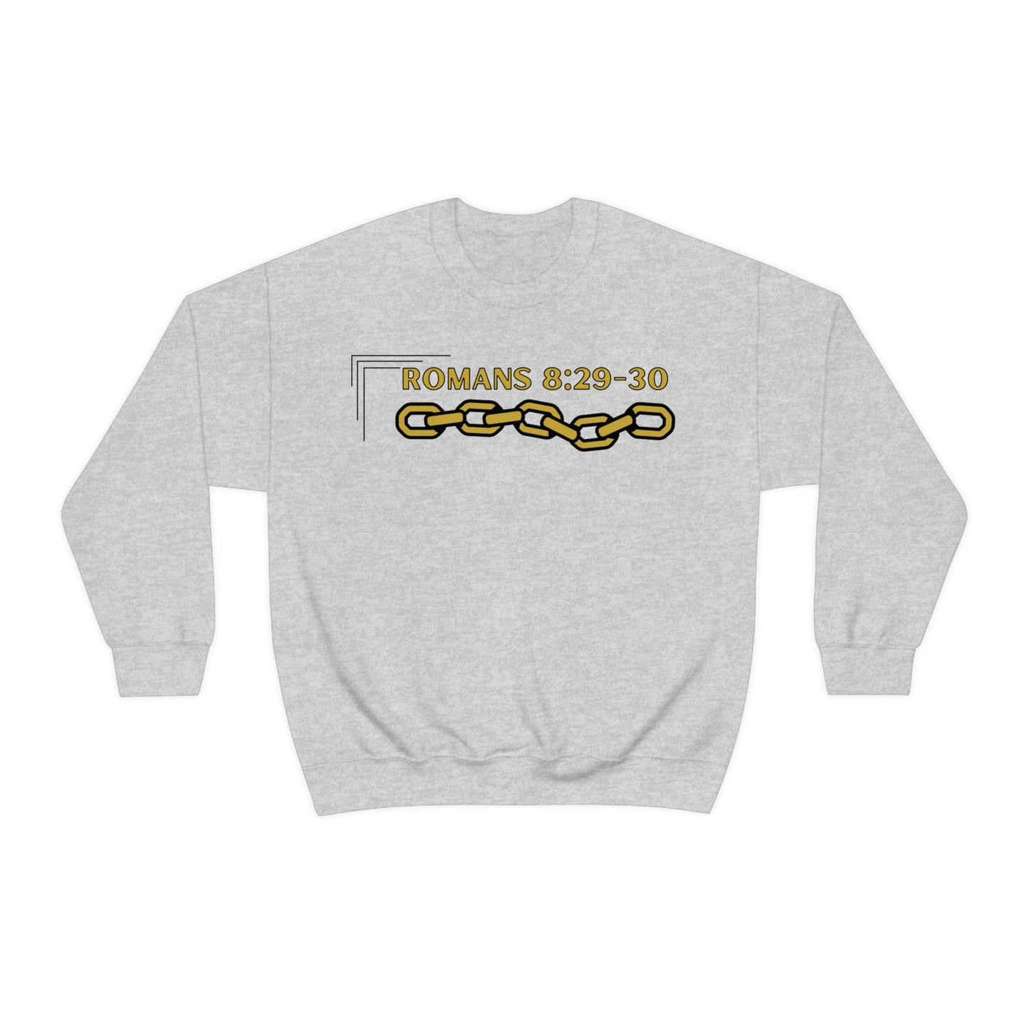 Unisex Golden Chain of Redemption (Romans 8:28-29) [Gold] Heavy Blend™ Crewneck Sweatshirt