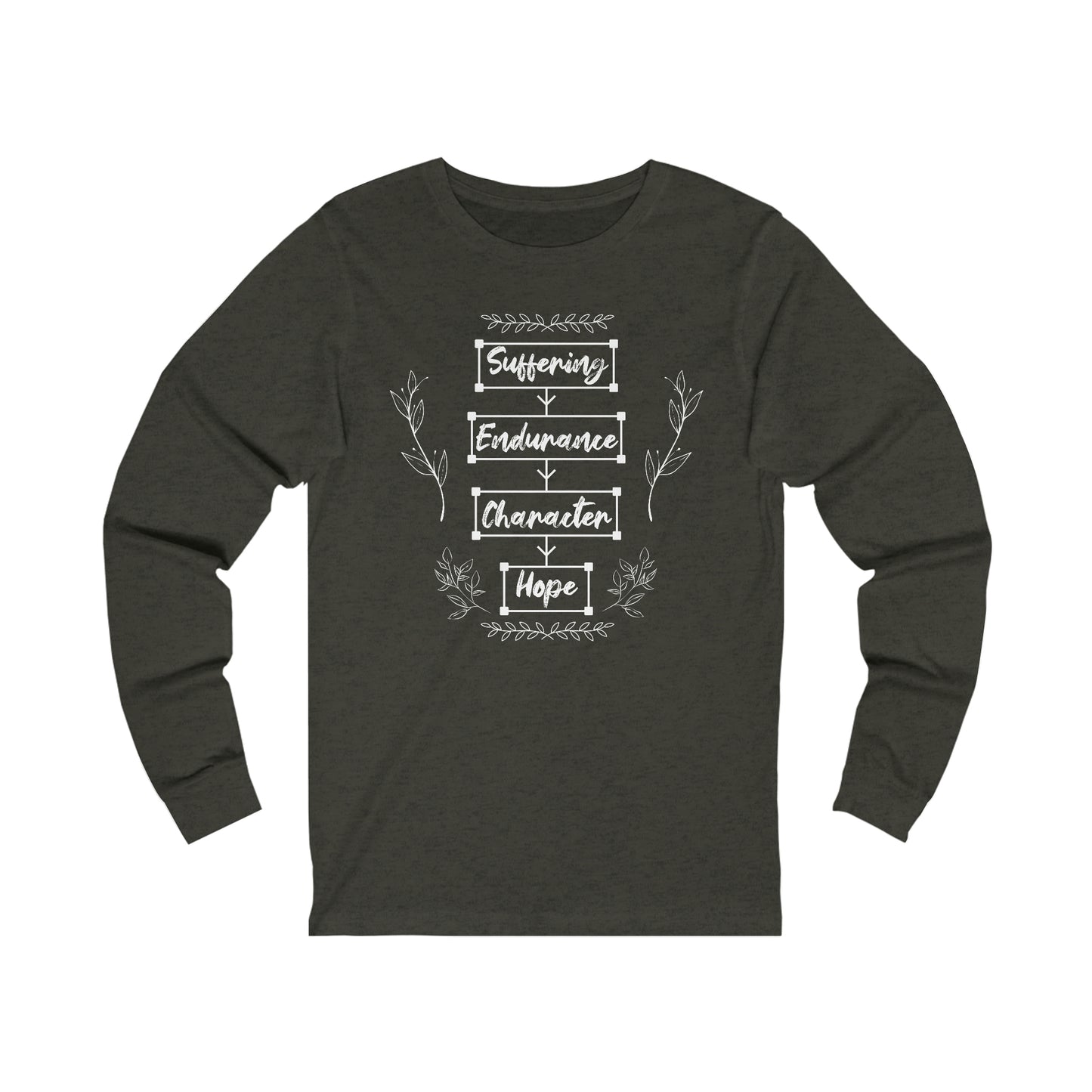 Women's Suffering Produces Hope (Romans 5:4) [White Text] Jersey Long Sleeve T-Shirt