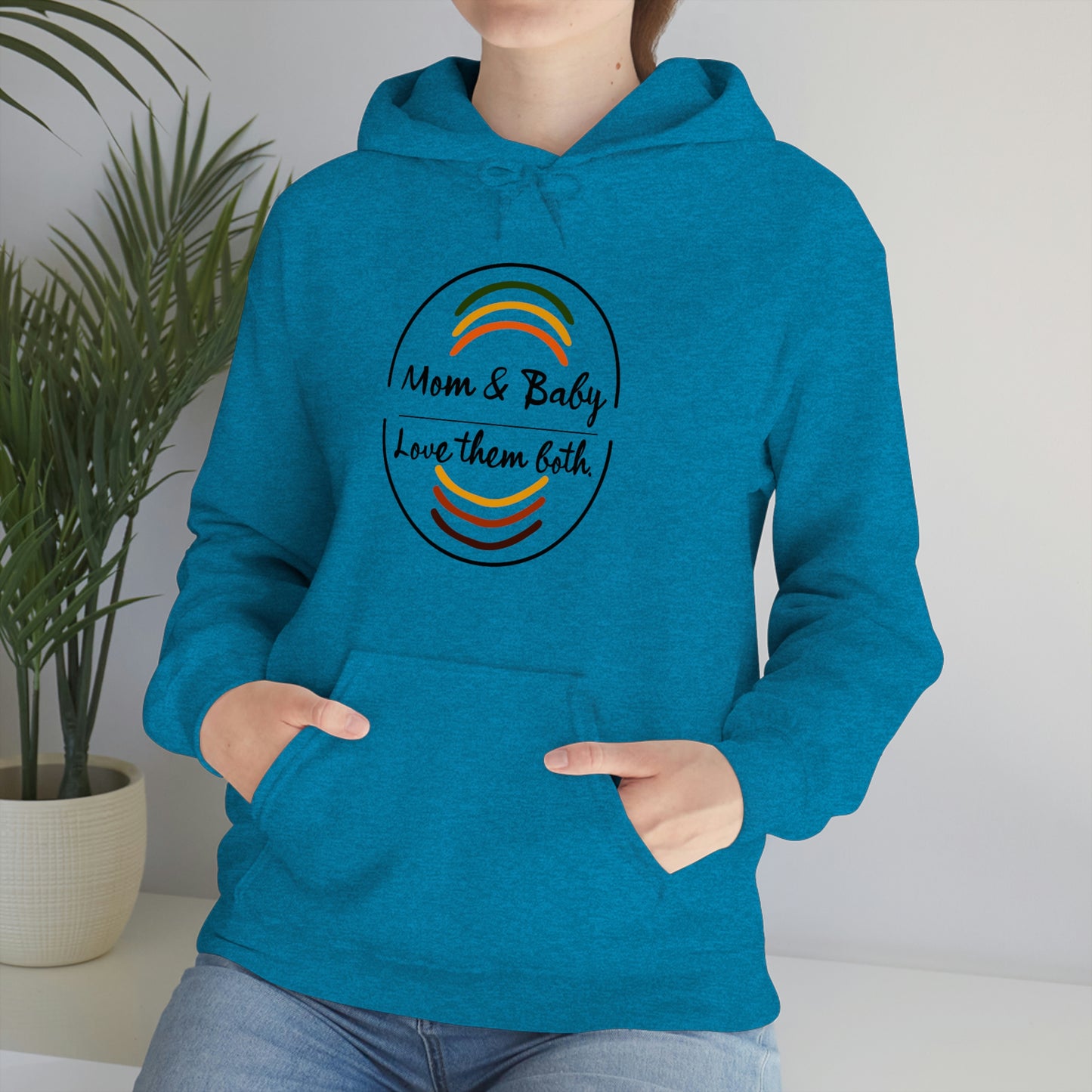 Women's Love Them Both (Black Text) Heavy Blend™ Hooded Sweatshirt