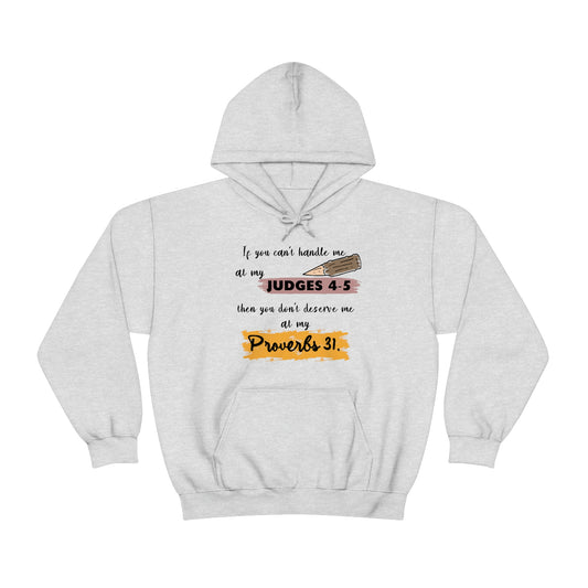 Women's Judges 4-5/Proverbs 31 (Black Text)  Heavy Blend™ Hooded Sweatshirt