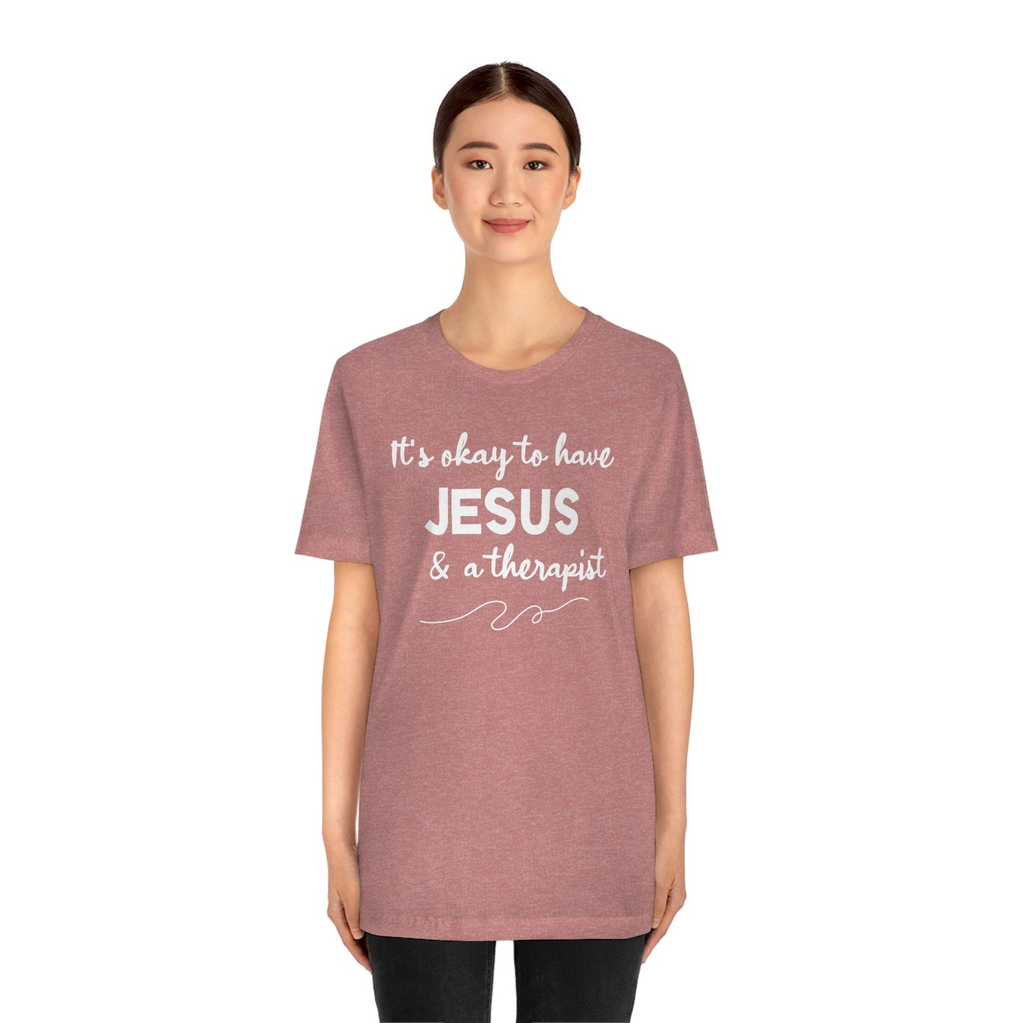 Women's Jesus & A Therapist (White Text) Short Sleeve T-Shirt