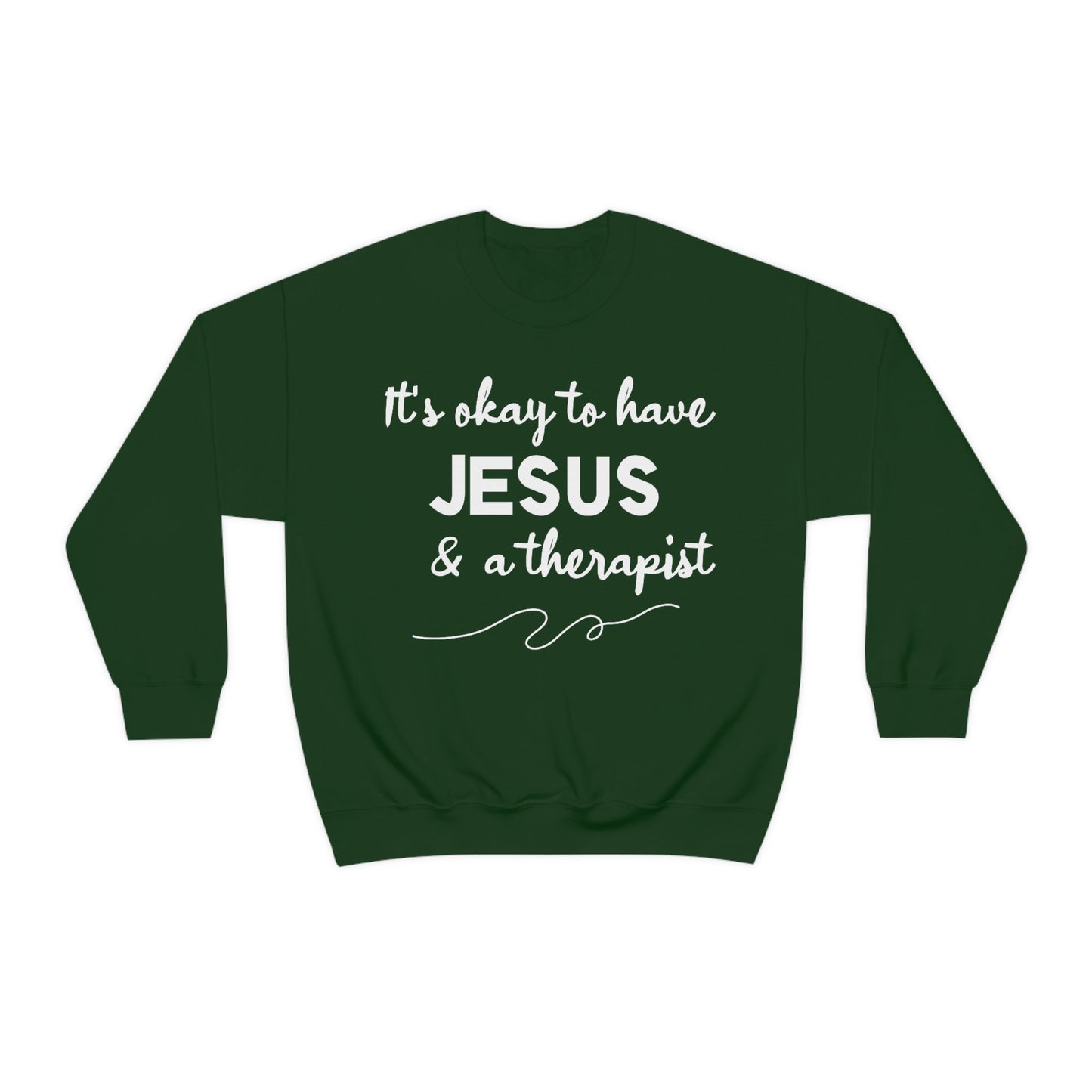 Women's Jesus & A Therapist (White Text) Heavy Blend™ Crewneck Sweatshirt