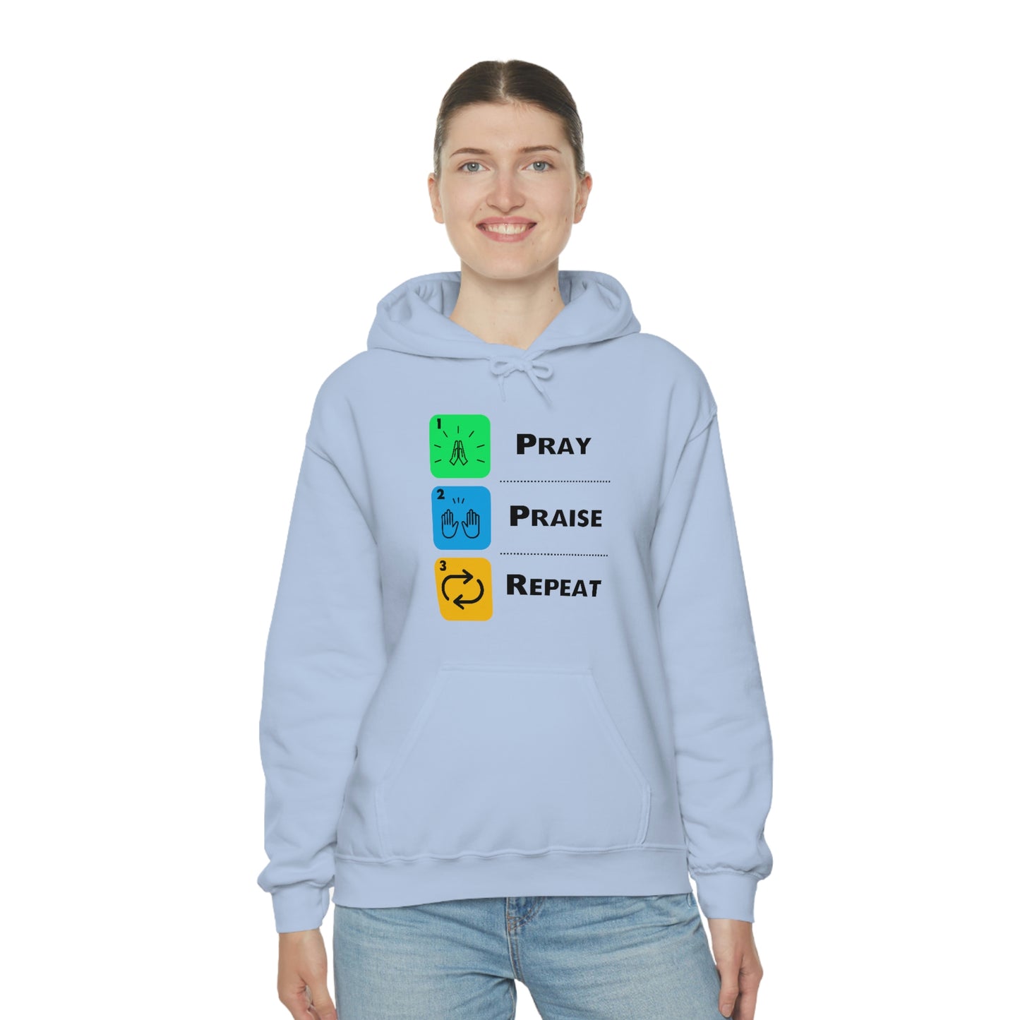 Unisex Pray, Praise, Repeat Heavy Blend™ Hooded Sweatshirt (Palette 2)