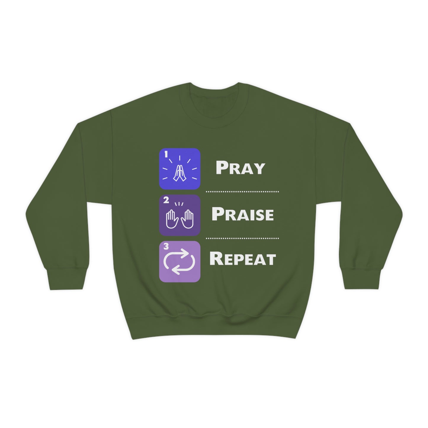 Unisex Pray, Praise, Repeat Heavy Blend™ Crewneck Sweatshirt (Palette 3)