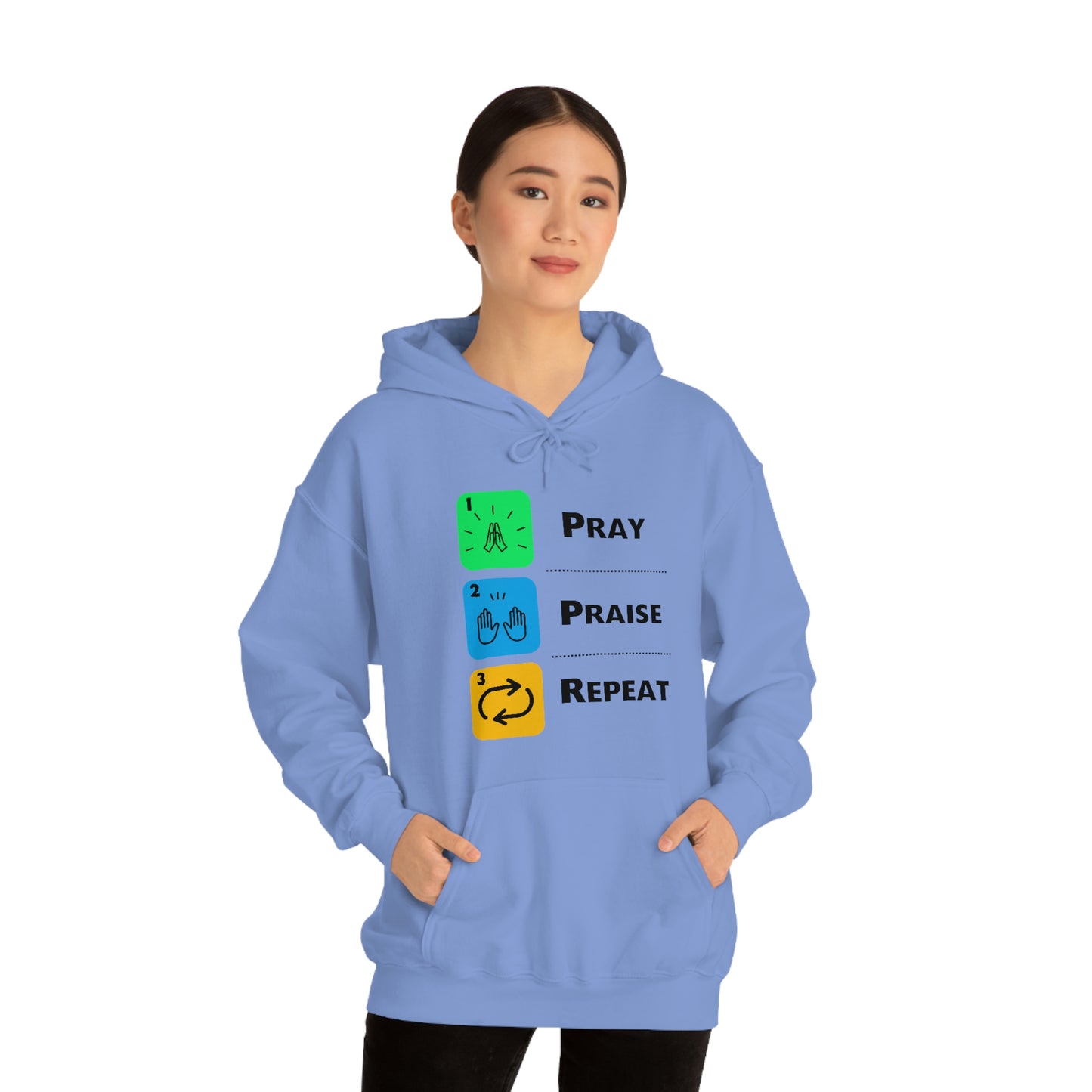 Unisex Pray, Praise, Repeat Heavy Blend™ Hooded Sweatshirt (Palette 2)