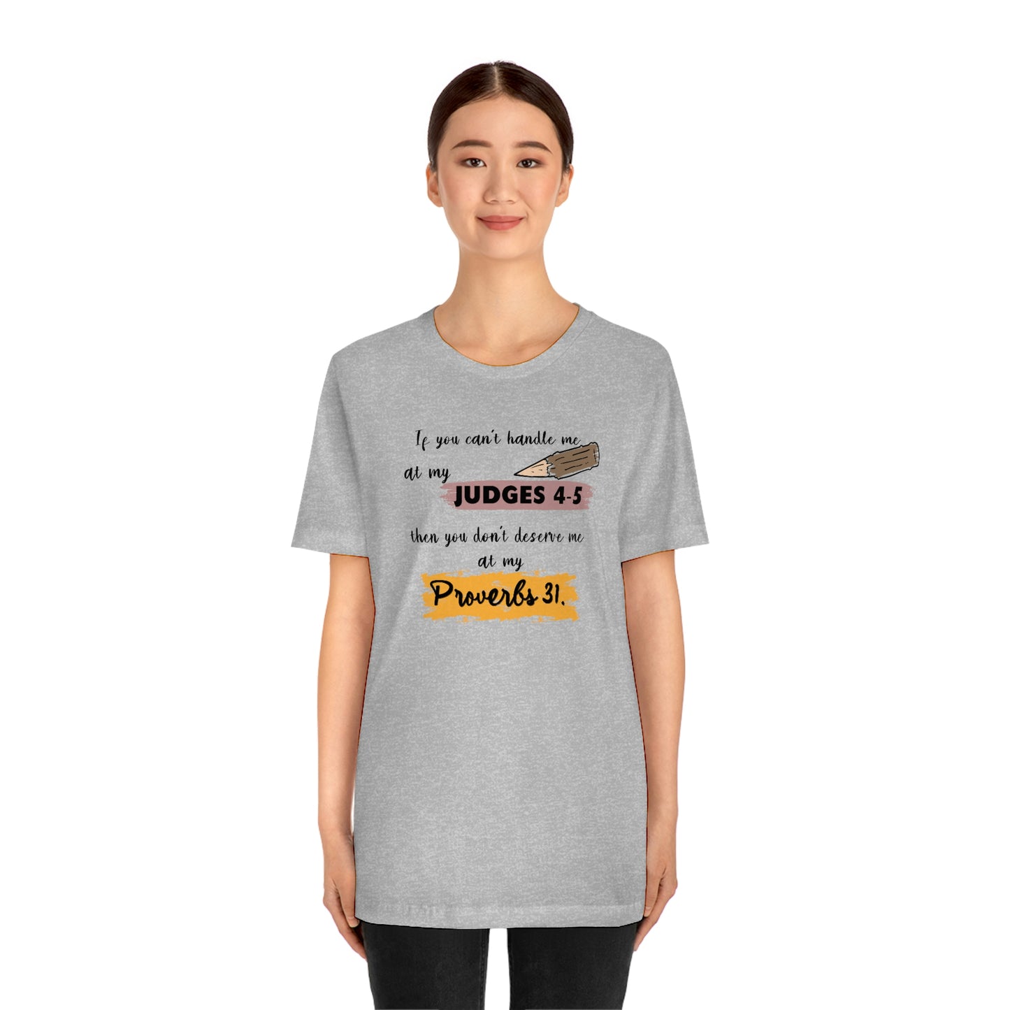 Women's Judges 4-5/Proverbs 31 (Black Text) Short Sleeve T-Shirt