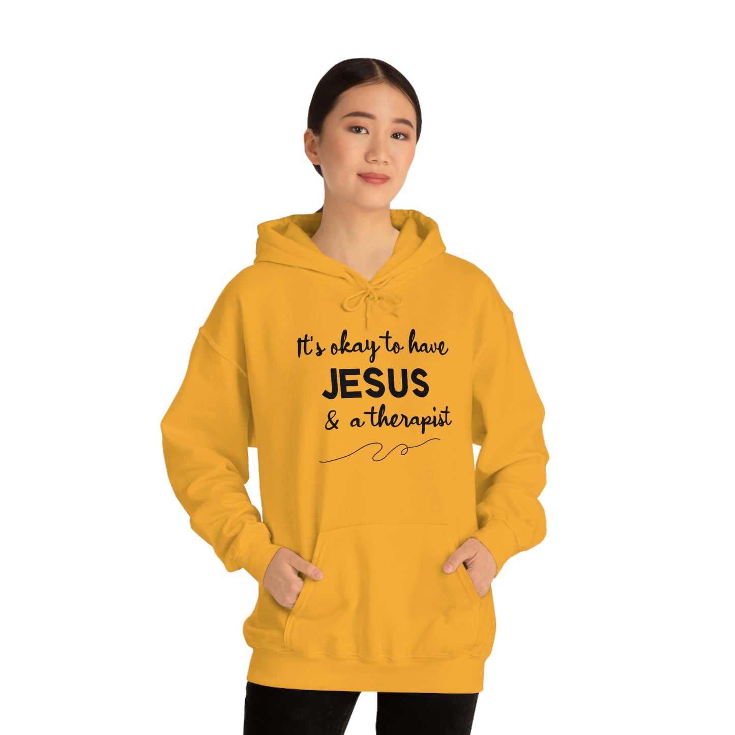 Women's Jesus & A Therapist (Black Text) Heavy Blend™ Hooded Sweatshirt