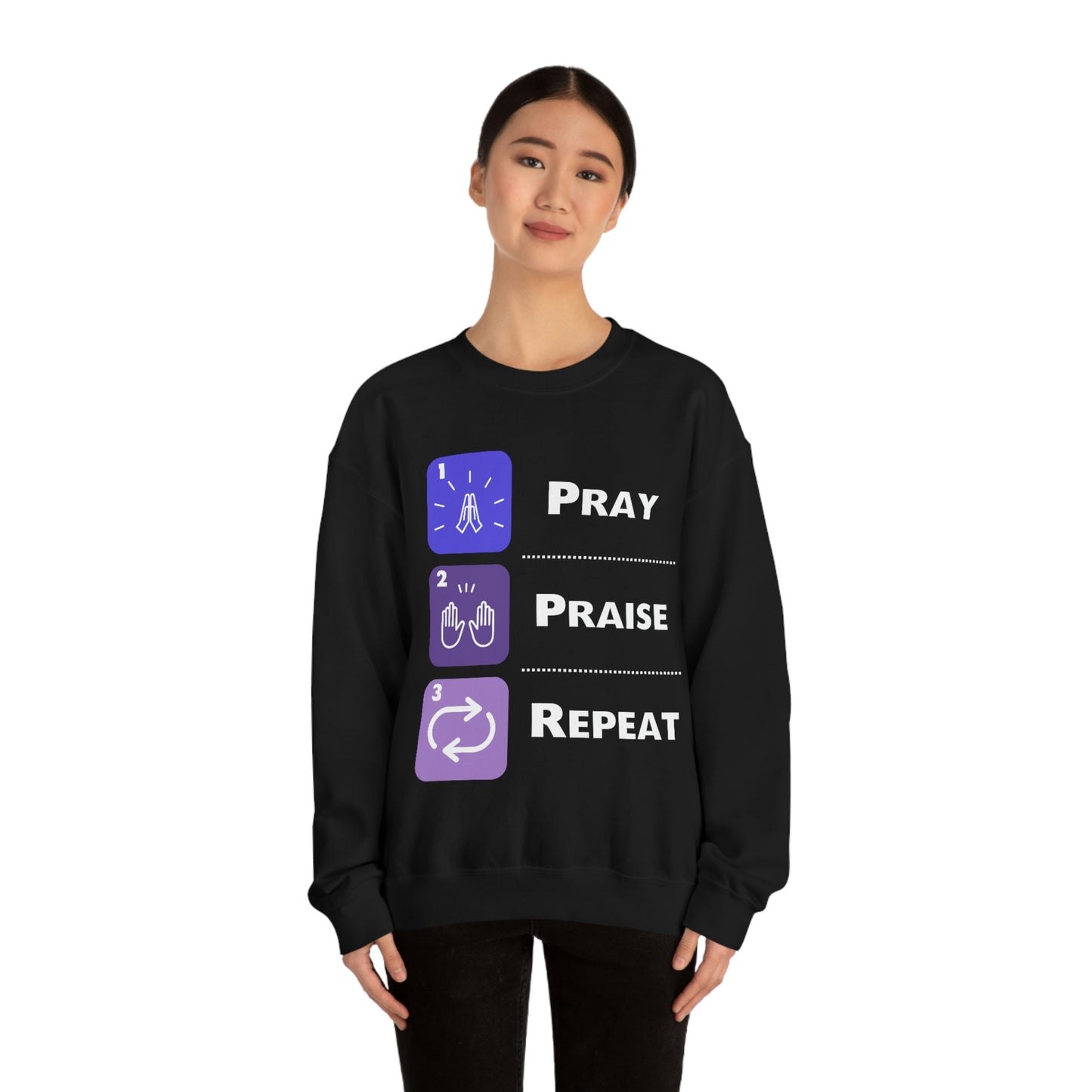 Unisex Pray, Praise, Repeat Heavy Blend™ Crewneck Sweatshirt (Palette 3)